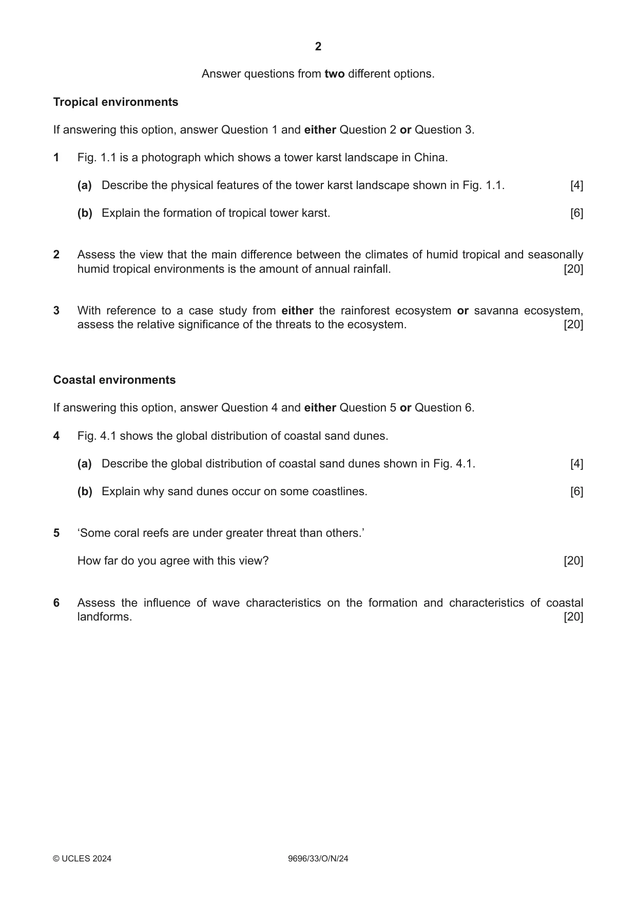 Cambridge A Level Geography 9696 2024 Oct/Nov Paper 3 · Variant 3 question paper, page 2 of 4
