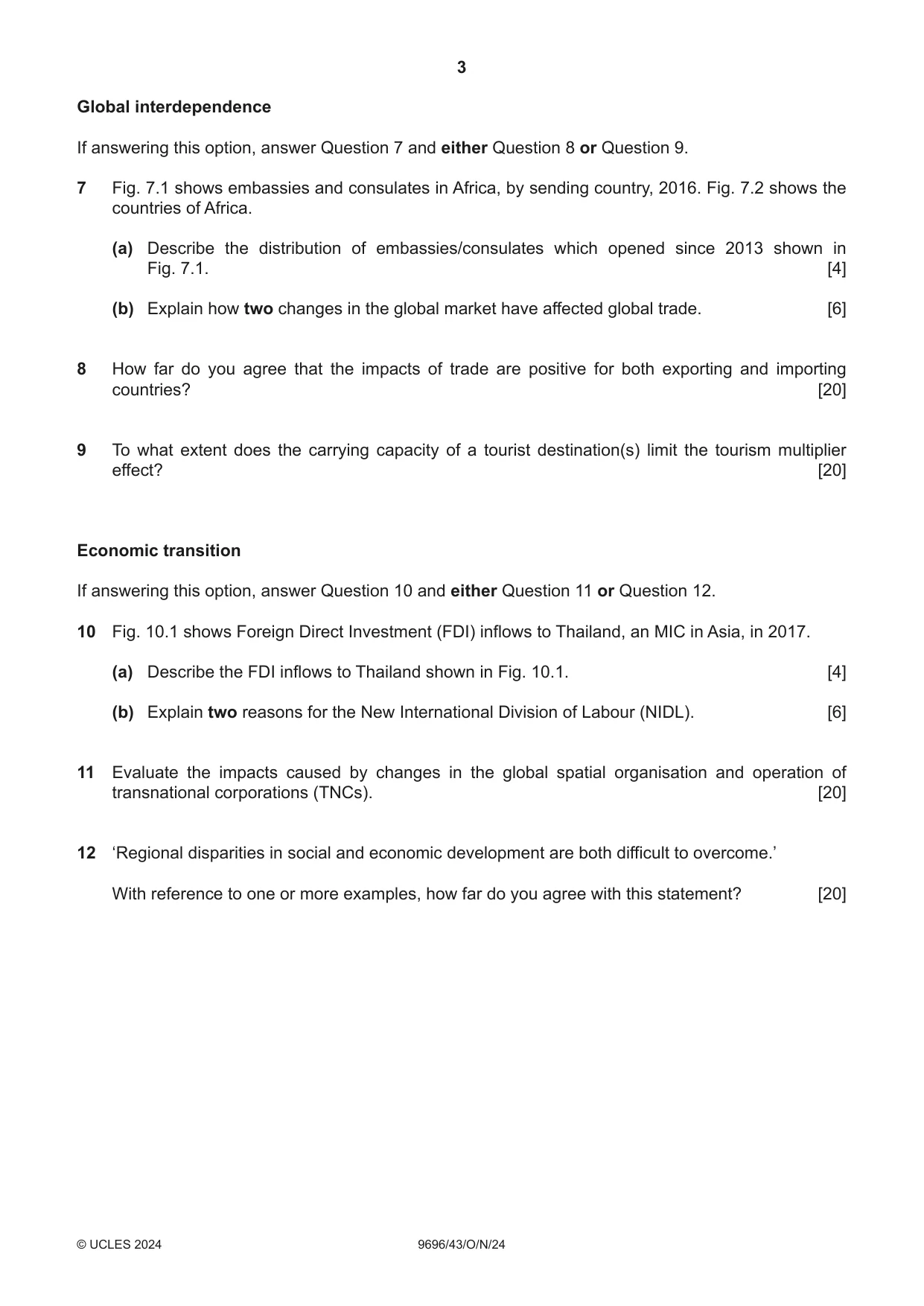 Cambridge A Level Geography 9696 2024 Oct/Nov Paper 4 · Variant 3 question paper, page 3 of 4