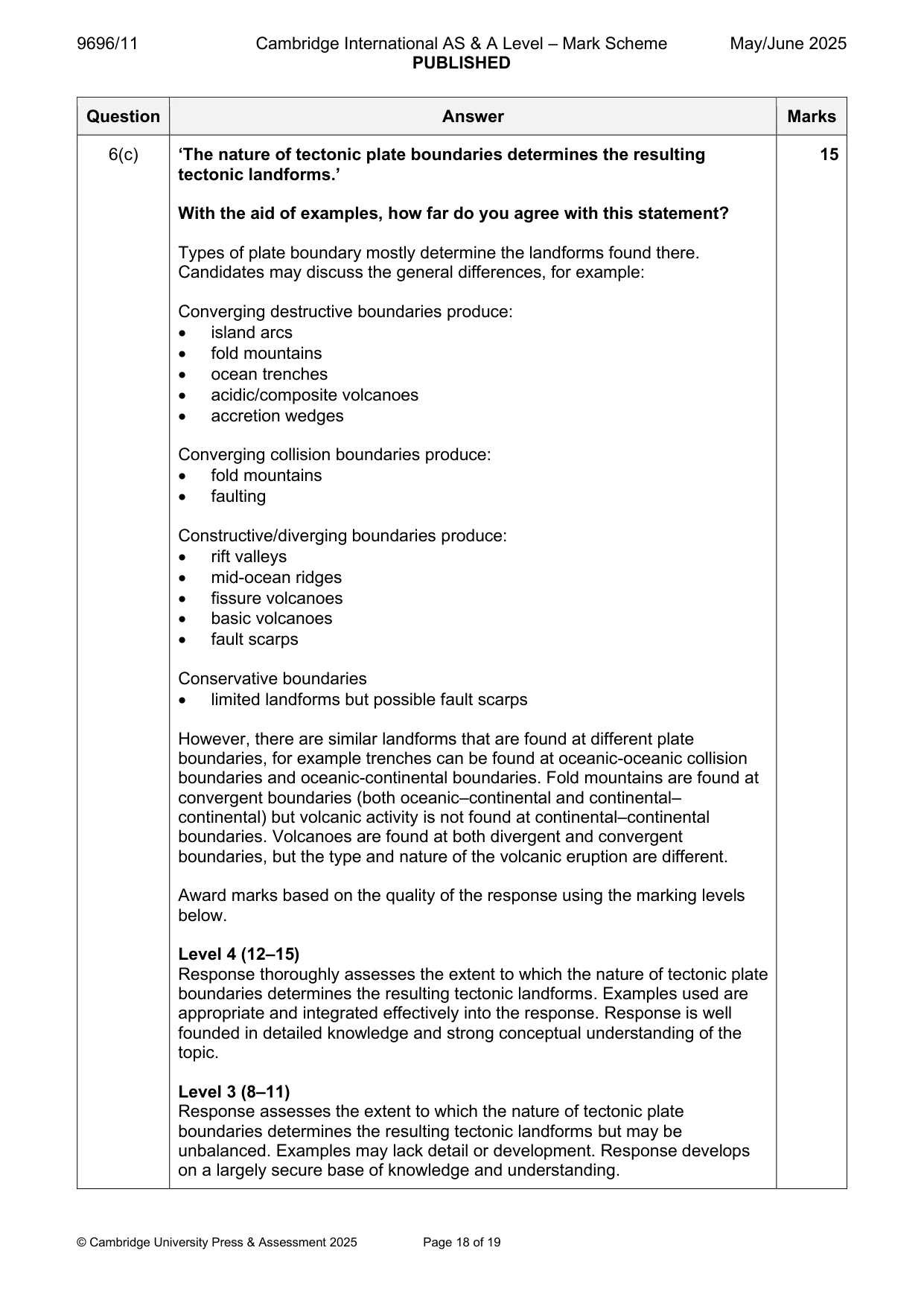 Mark scheme, page 18 of 19