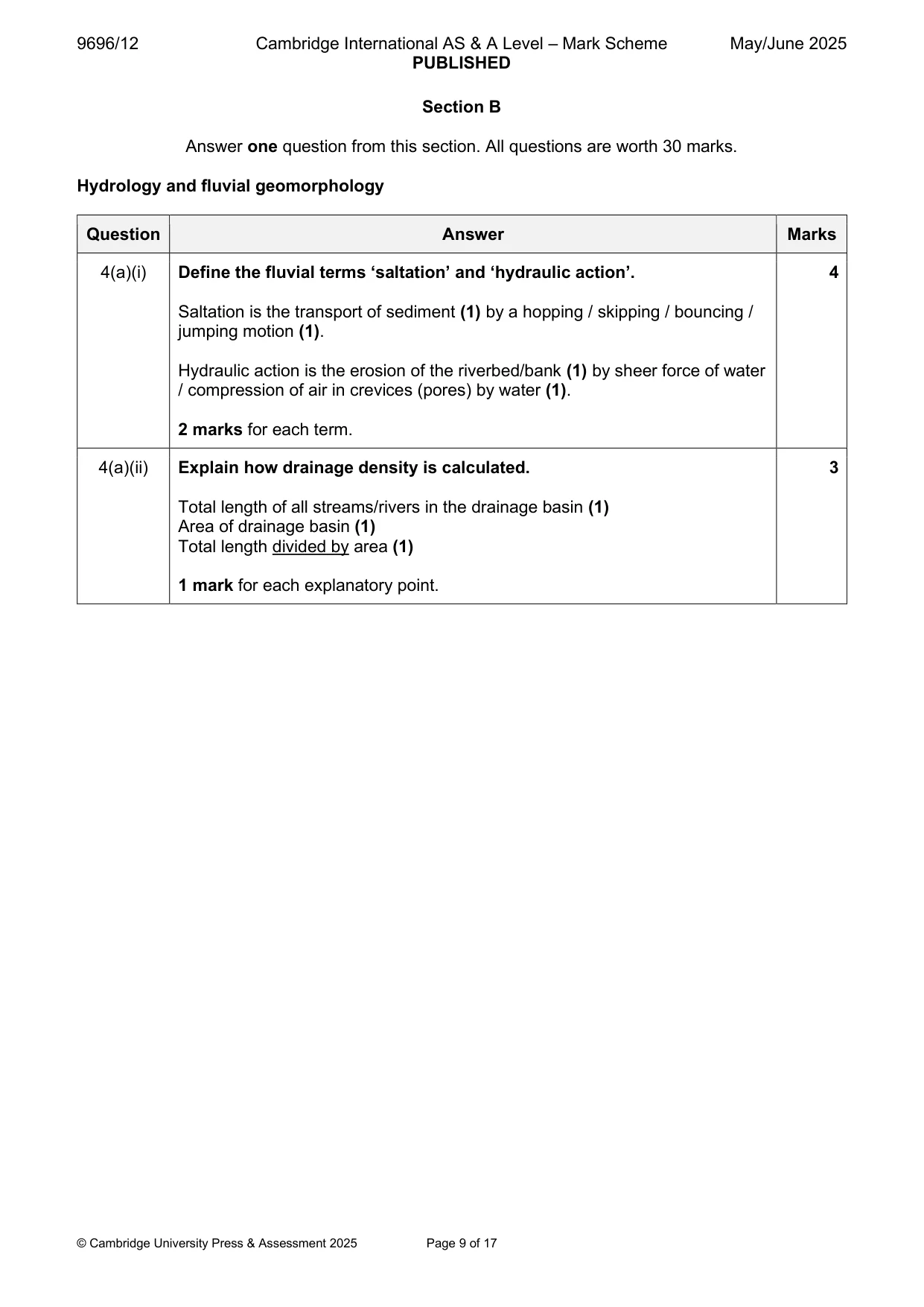 Mark scheme, page 9 of 17