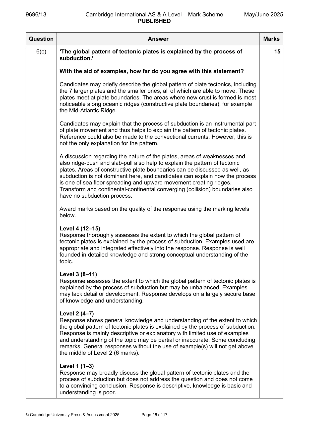 Mark scheme, page 16 of 17