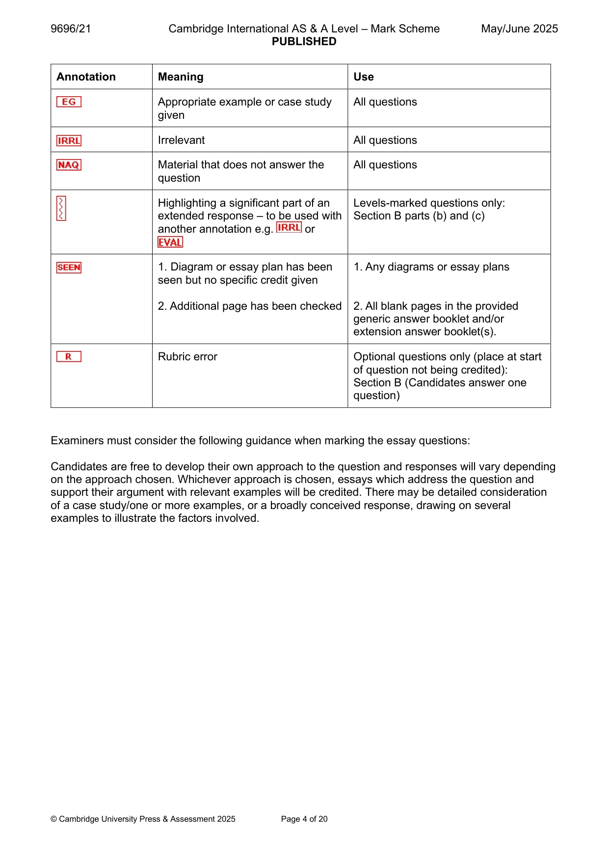 Mark scheme, page 4 of 20