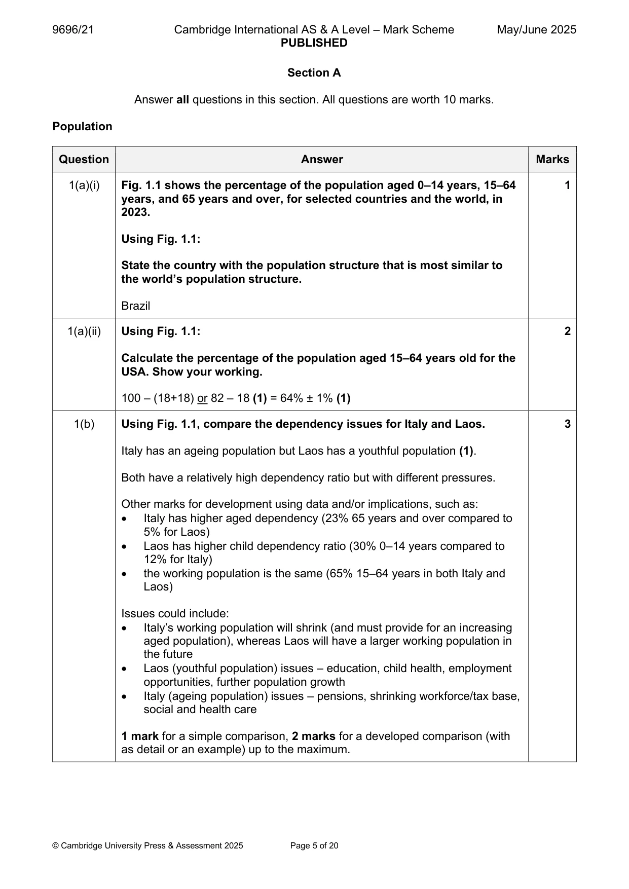 Mark scheme, page 5 of 20