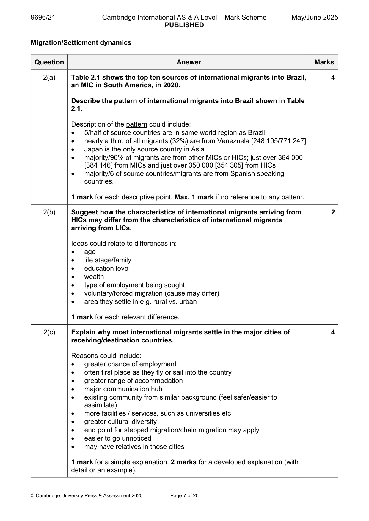 Mark scheme, page 7 of 20