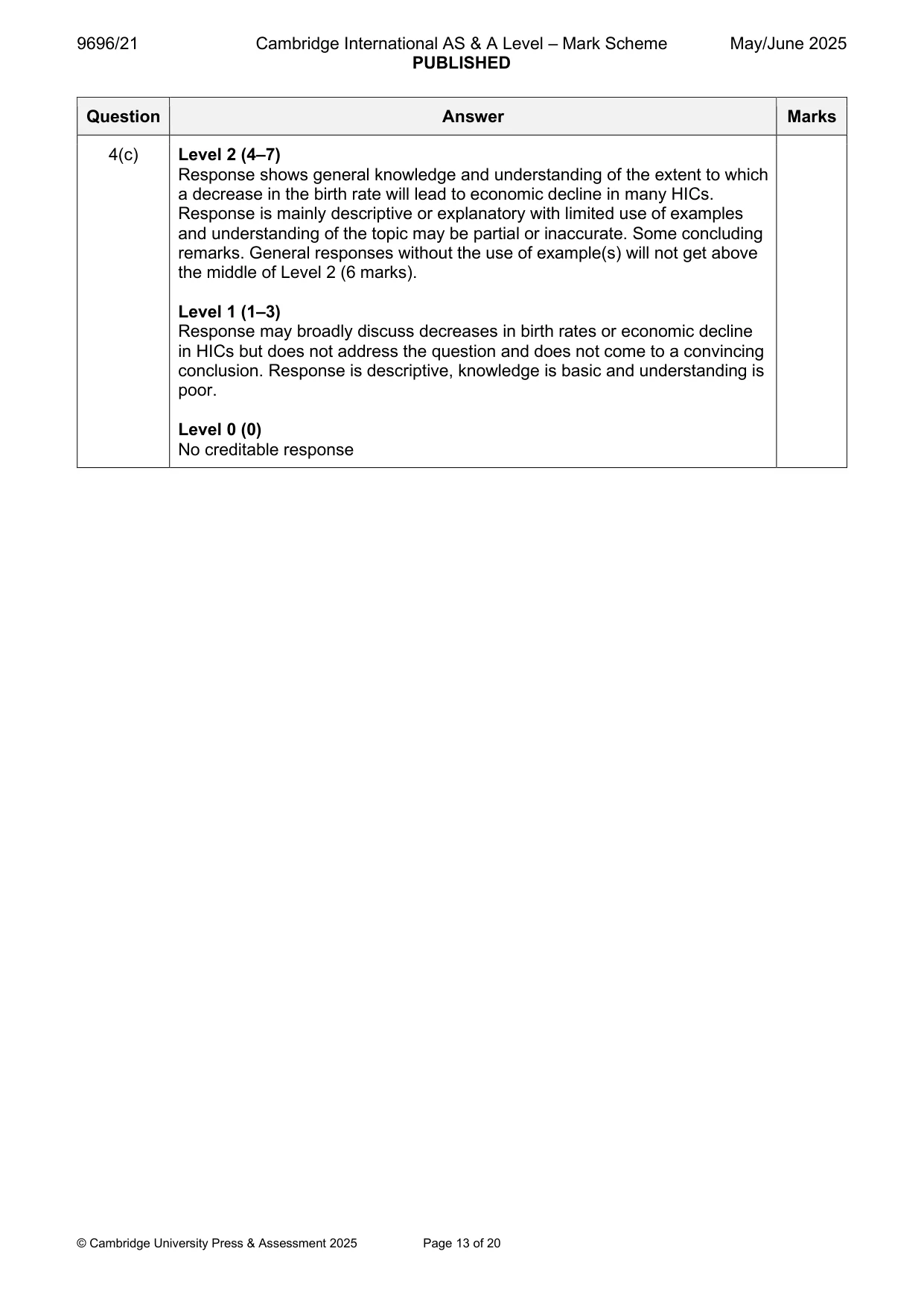 Mark scheme, page 13 of 20