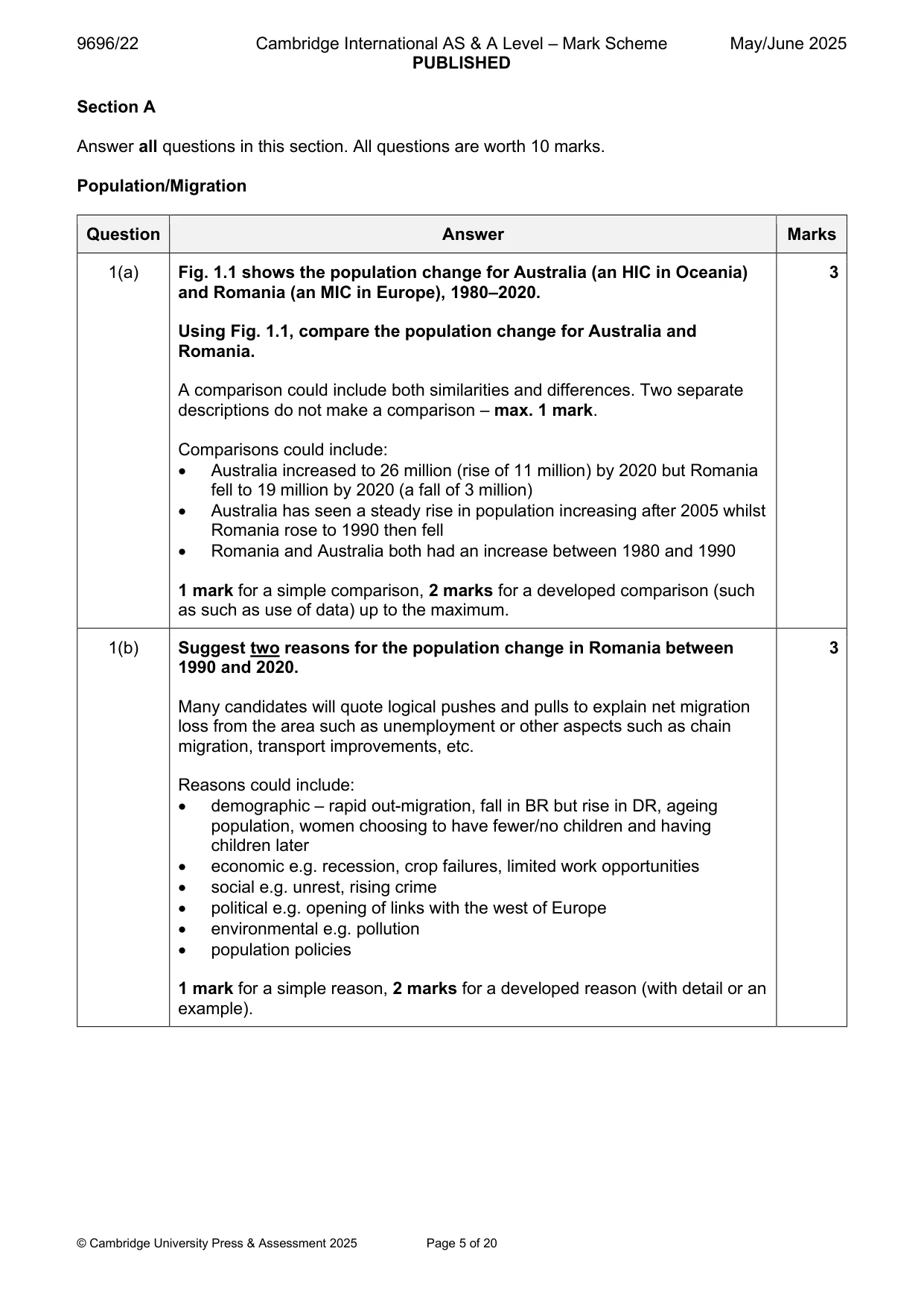Mark scheme, page 5 of 20