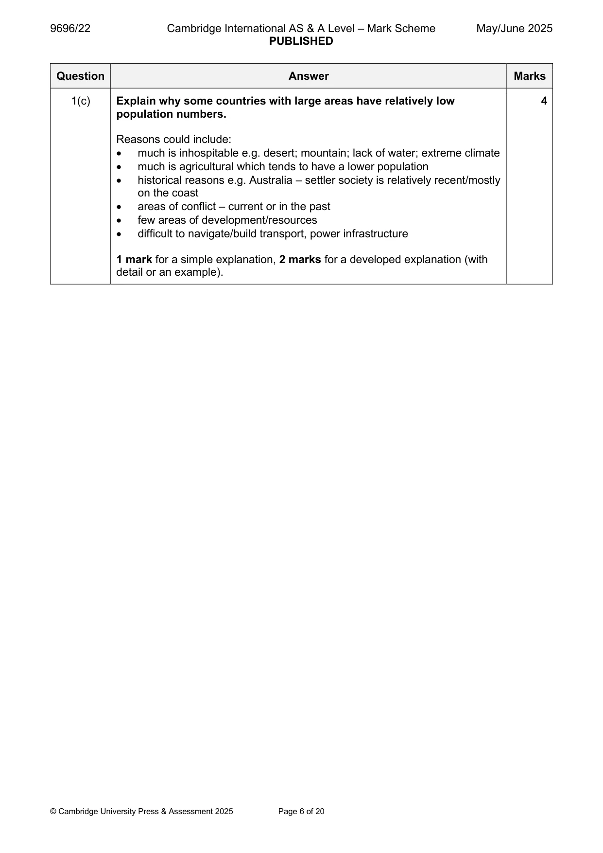 Mark scheme, page 6 of 20