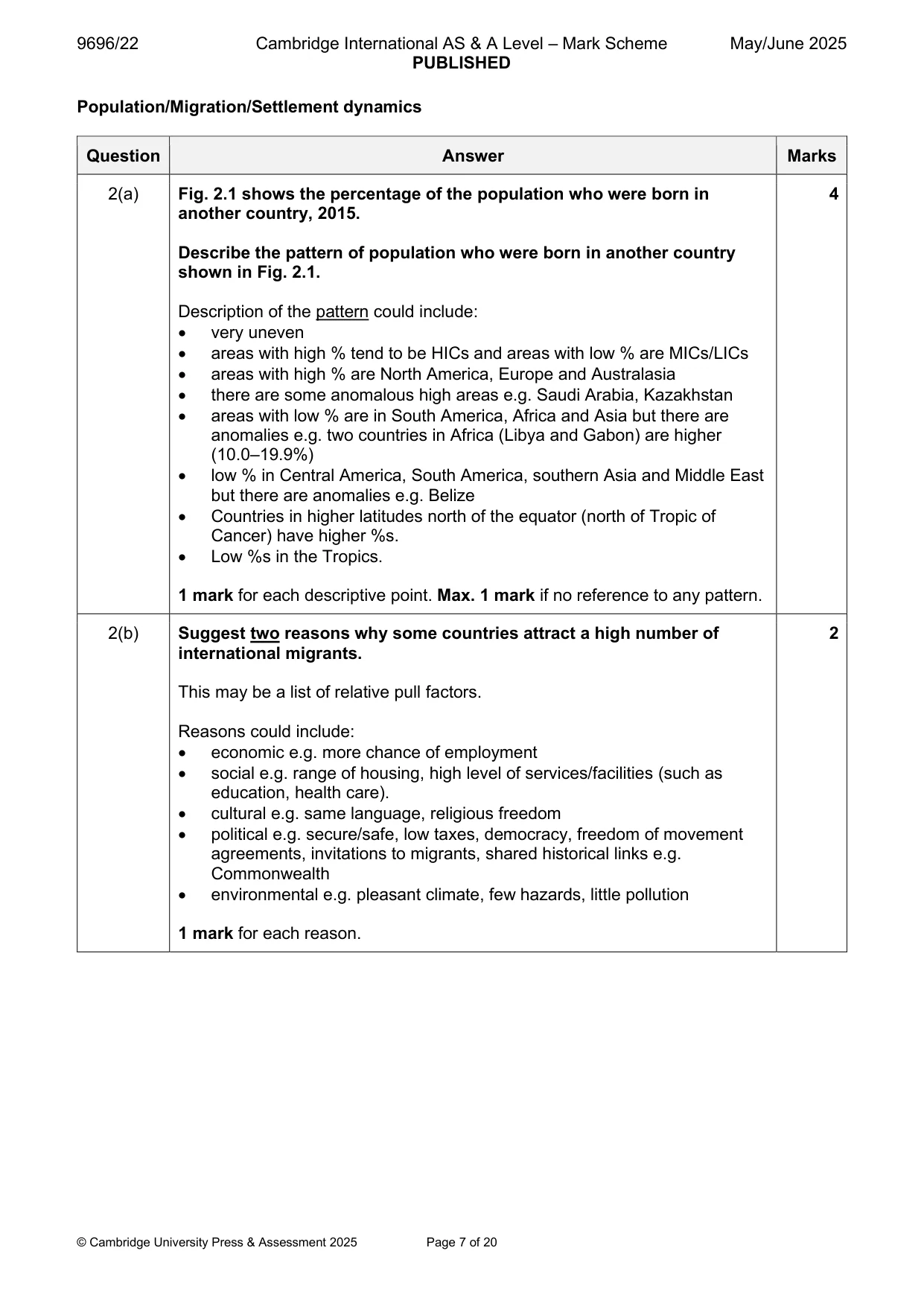 Mark scheme, page 7 of 20