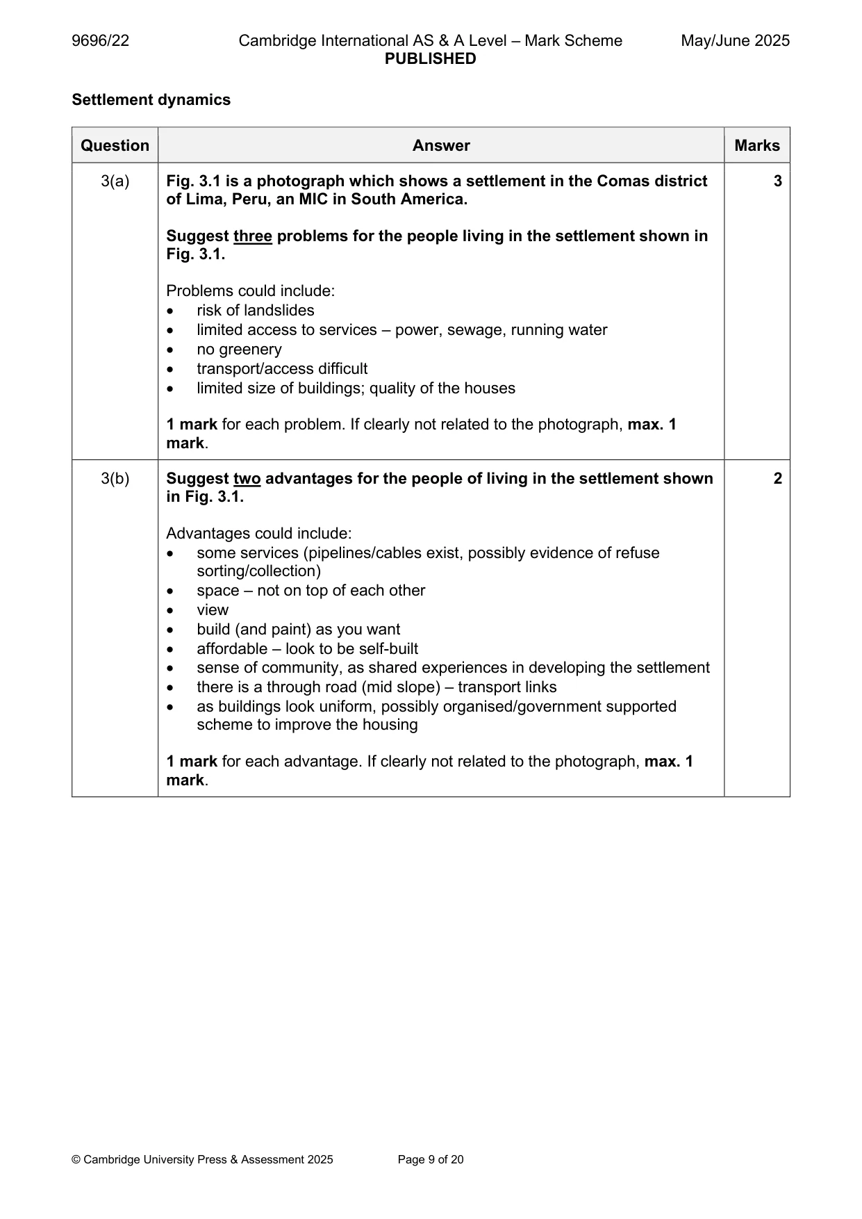 Mark scheme, page 9 of 20