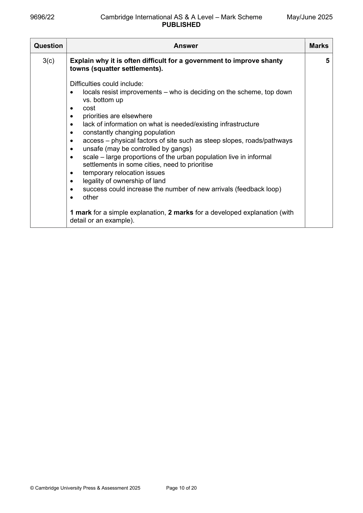 Mark scheme, page 10 of 20