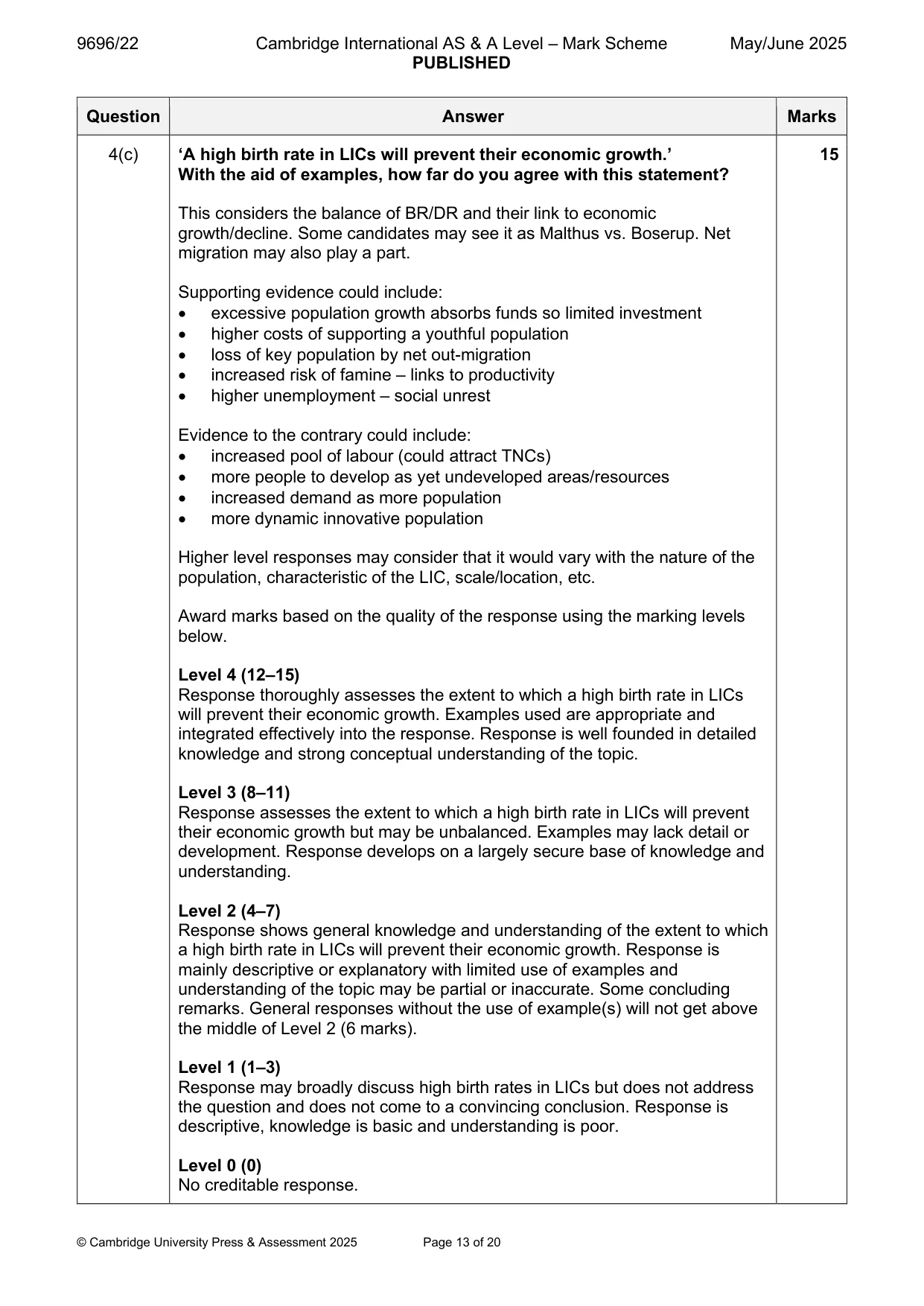 Mark scheme, page 13 of 20