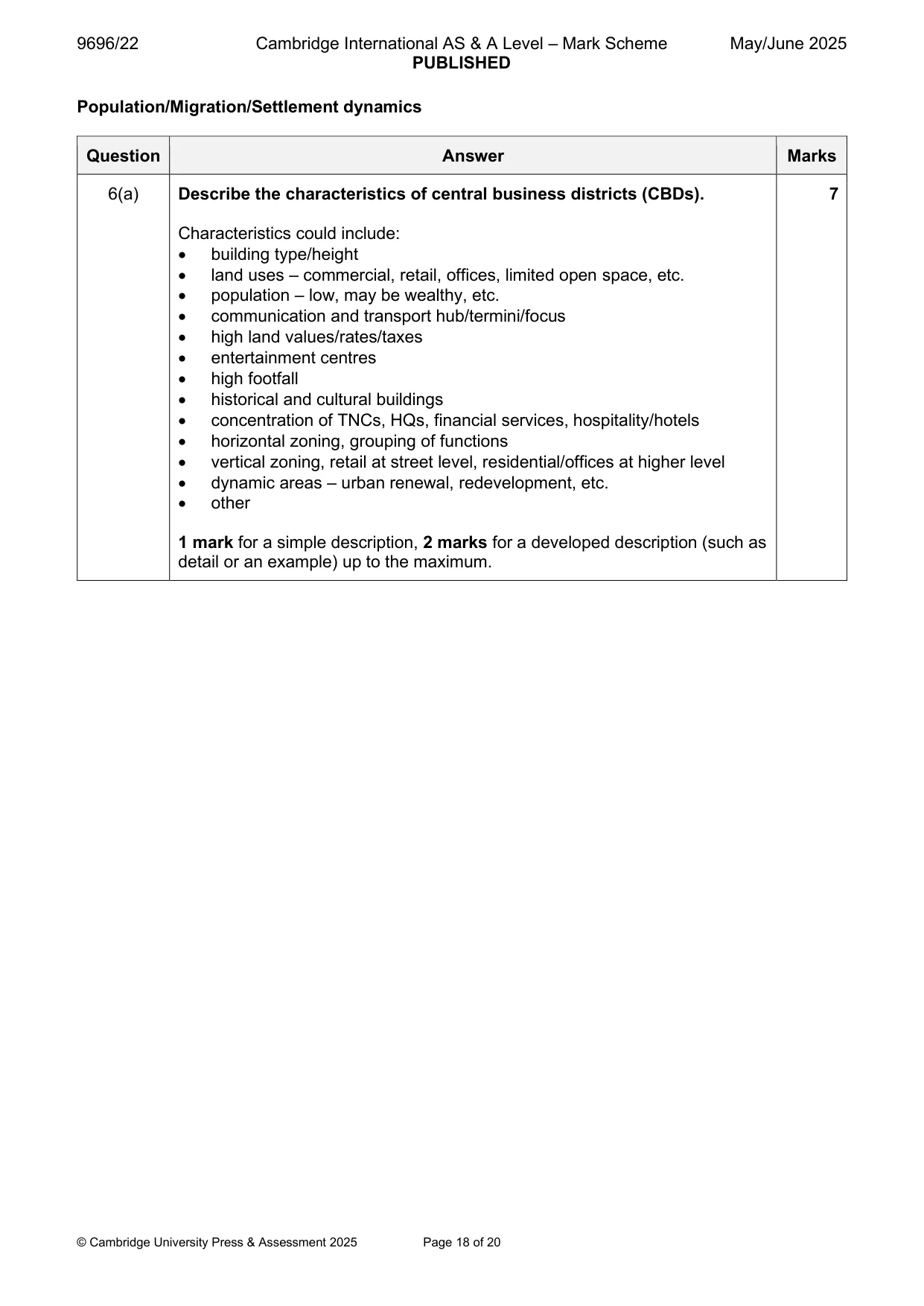 Mark scheme, page 18 of 20
