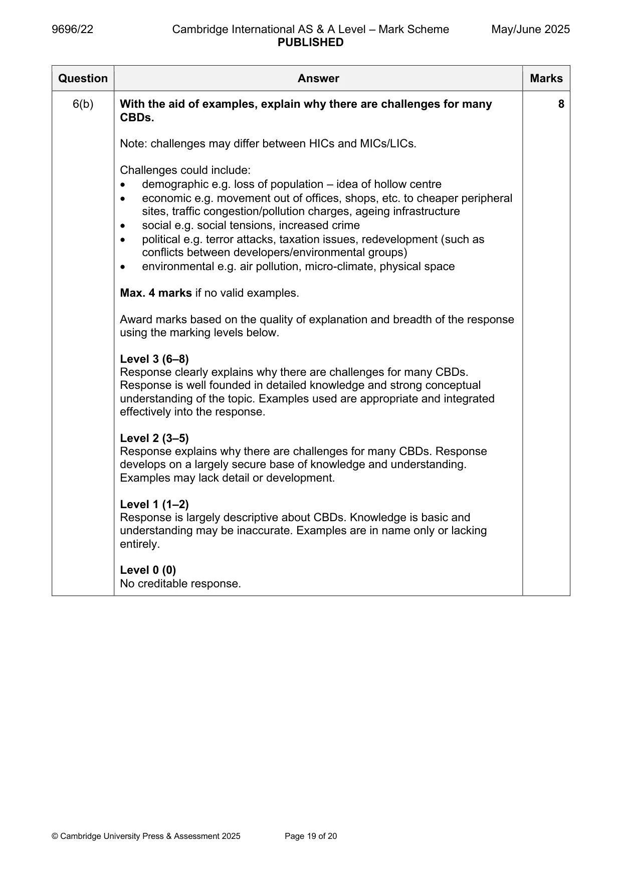 Mark scheme, page 19 of 20