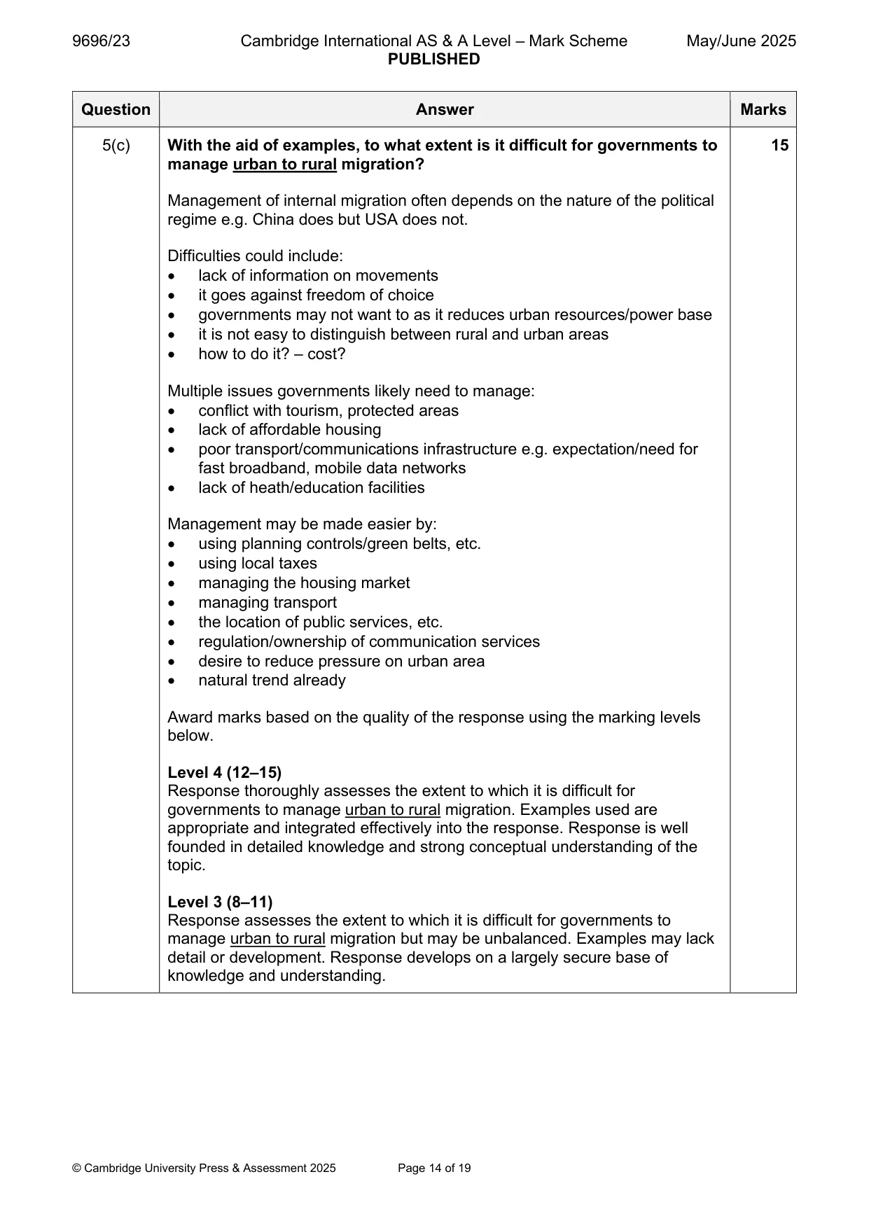 Mark scheme, page 14 of 19
