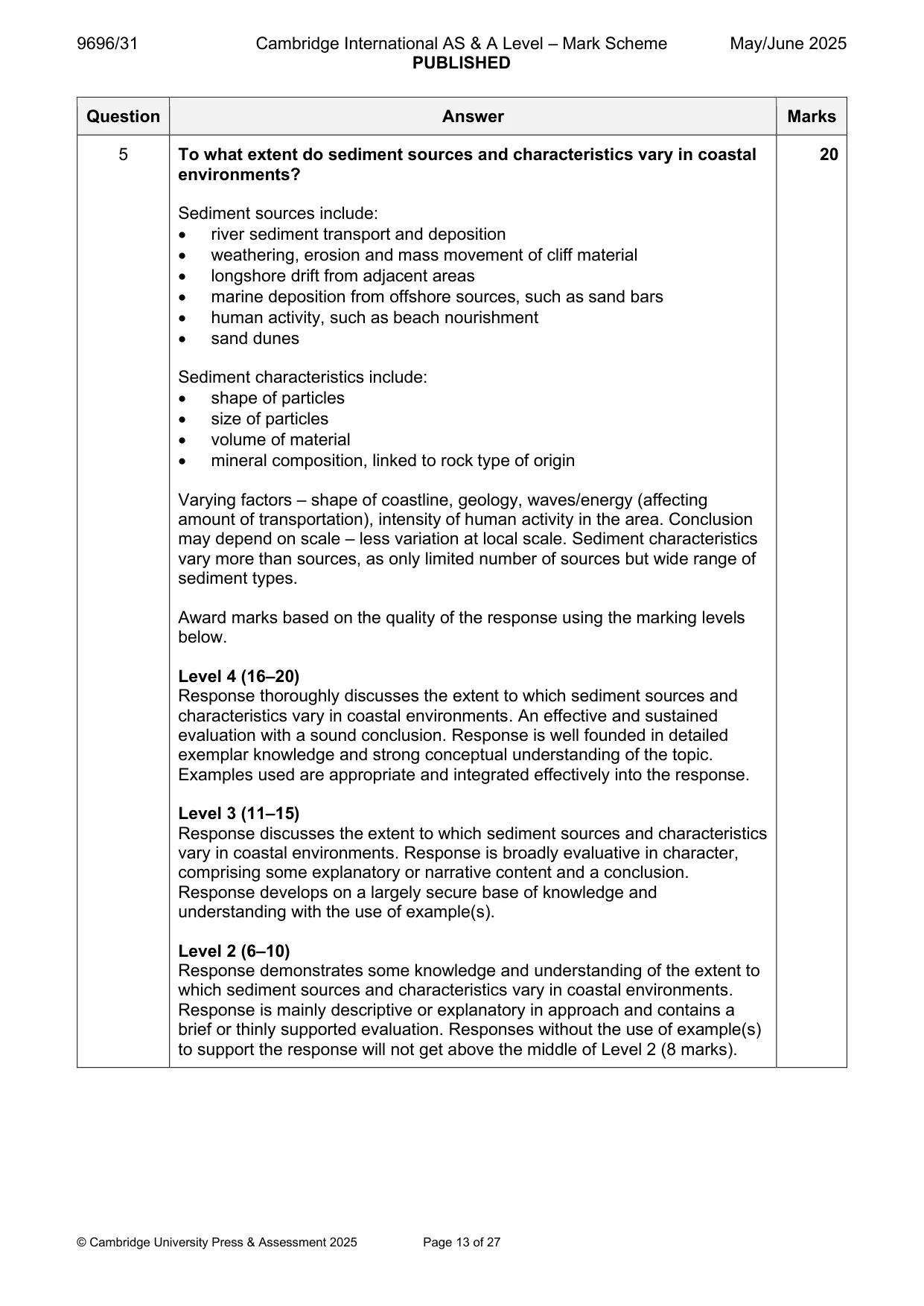 Mark scheme, page 13 of 27