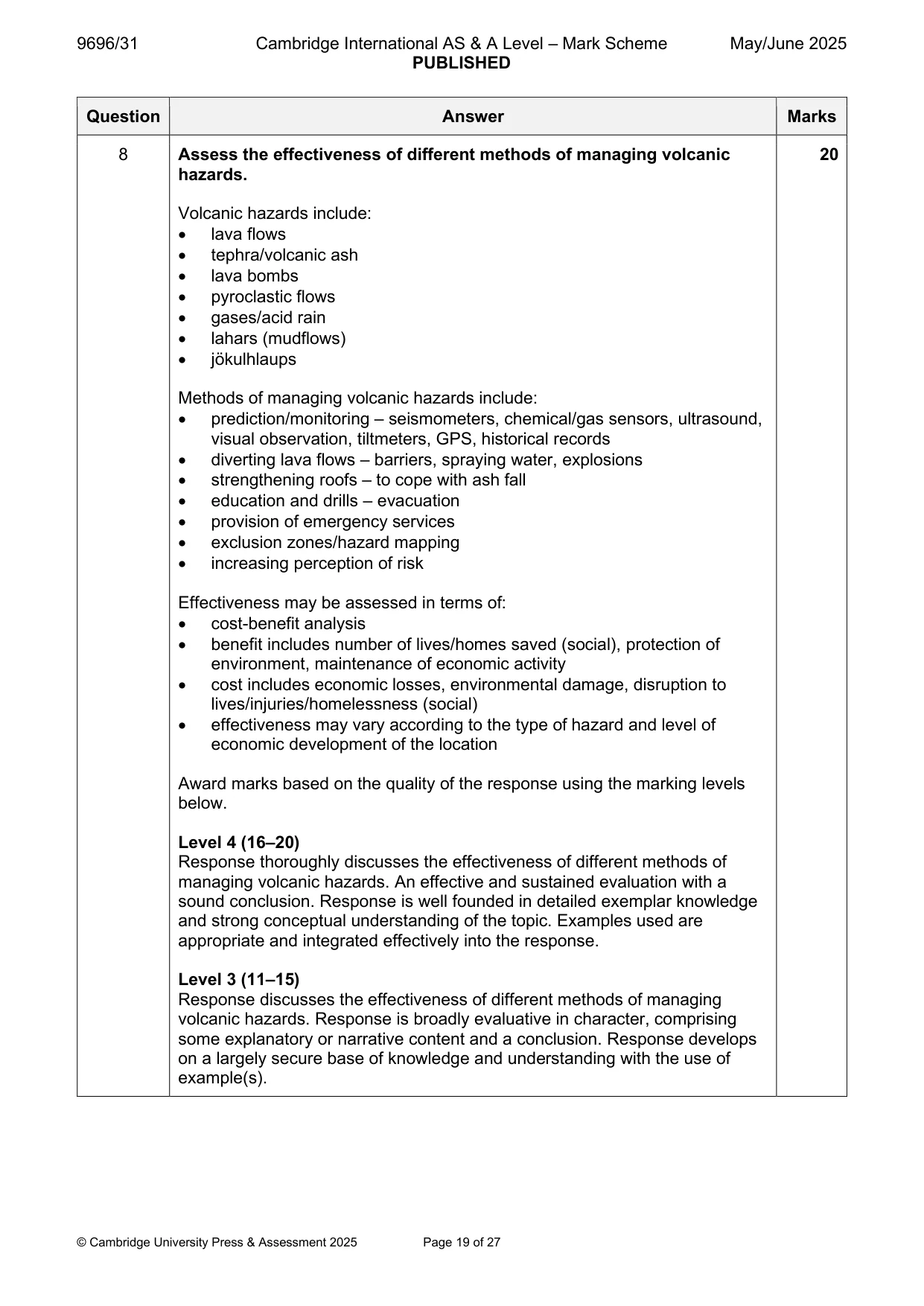Mark scheme, page 19 of 27