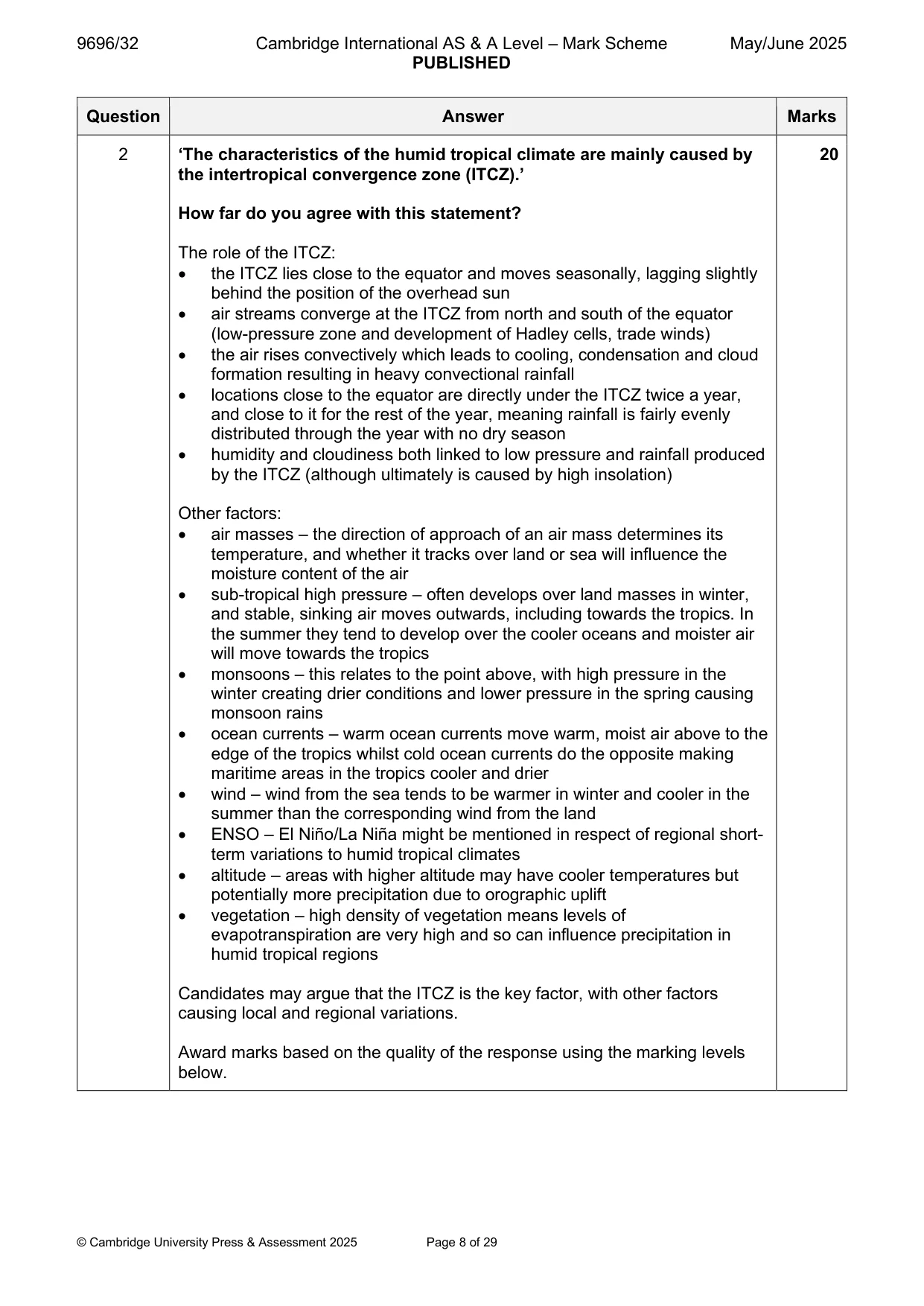 Mark scheme, page 8 of 29