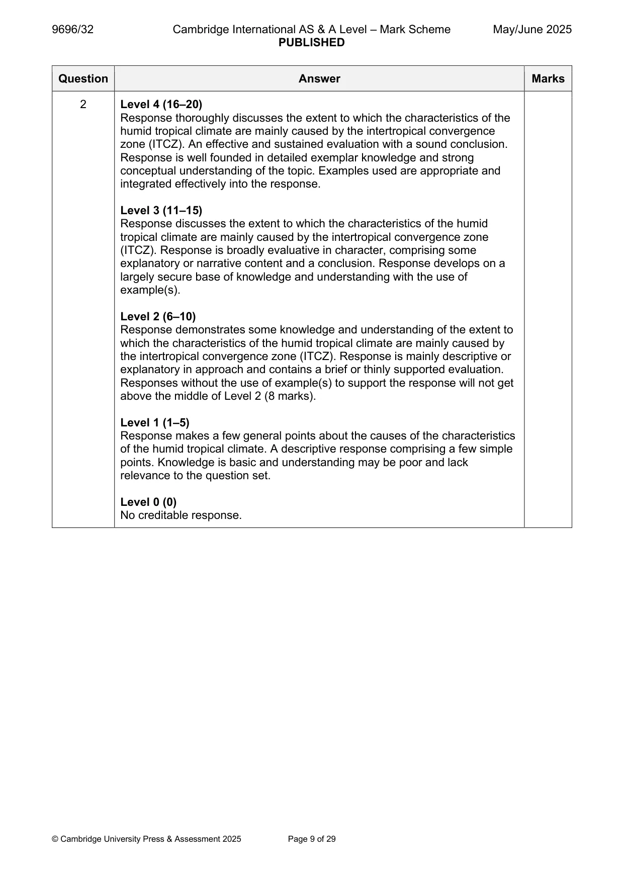 Mark scheme, page 9 of 29