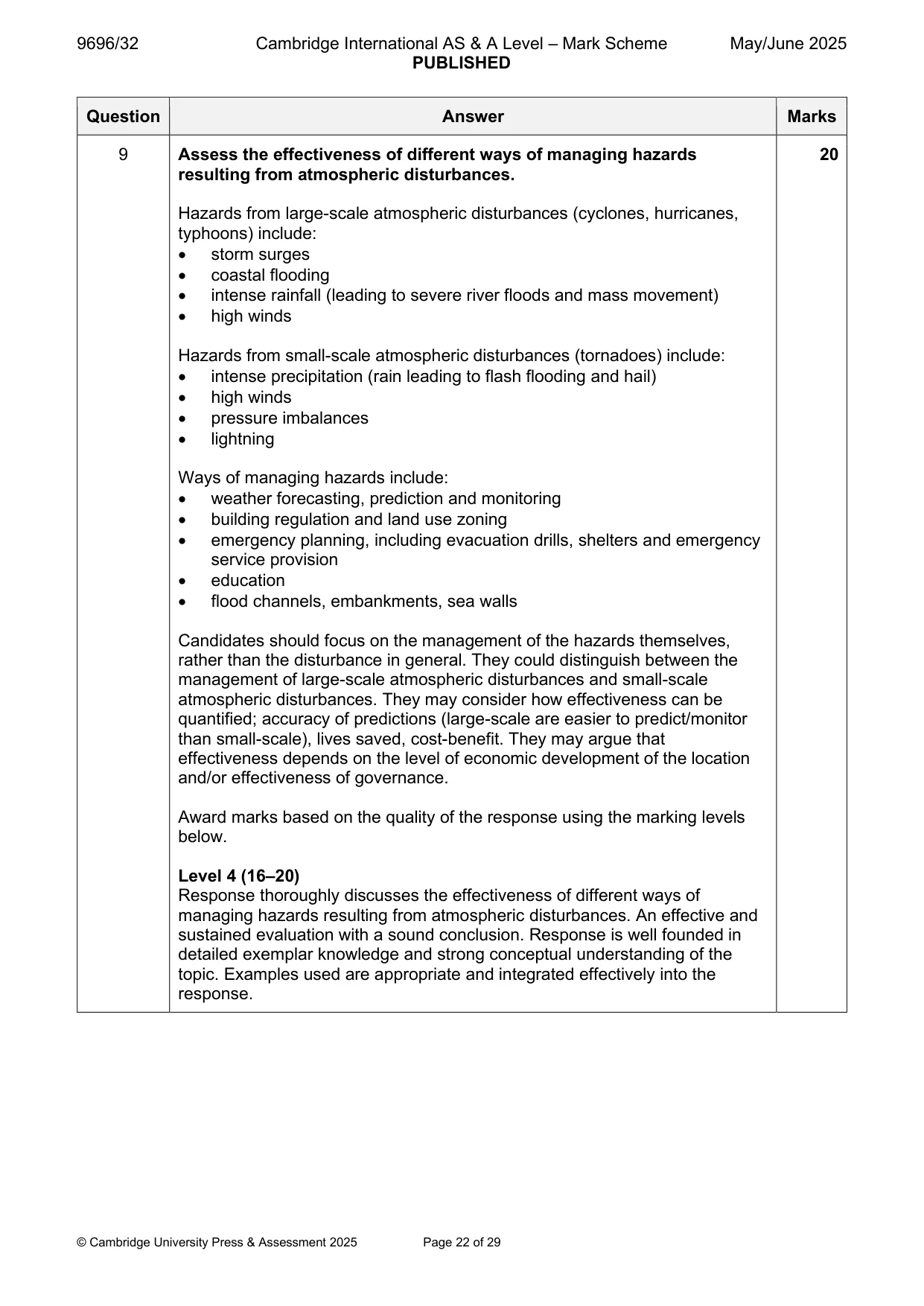 Mark scheme, page 22 of 29