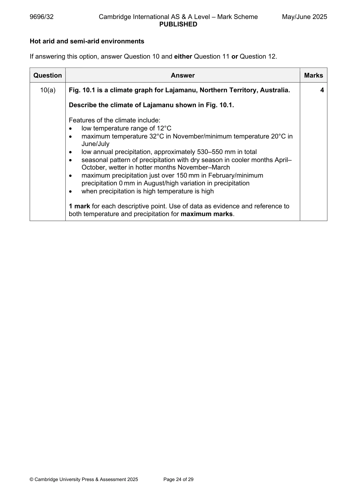 Mark scheme, page 24 of 29