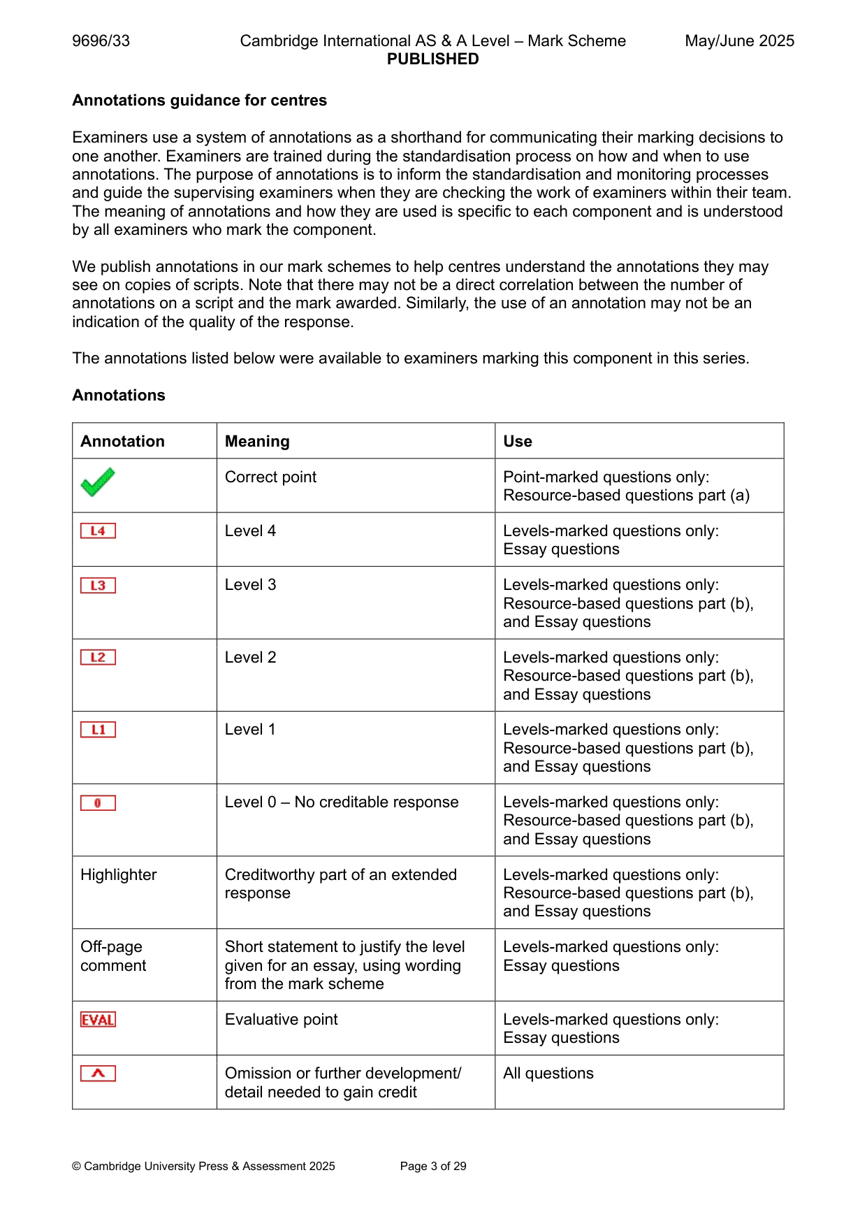 Mark scheme, page 3 of 29