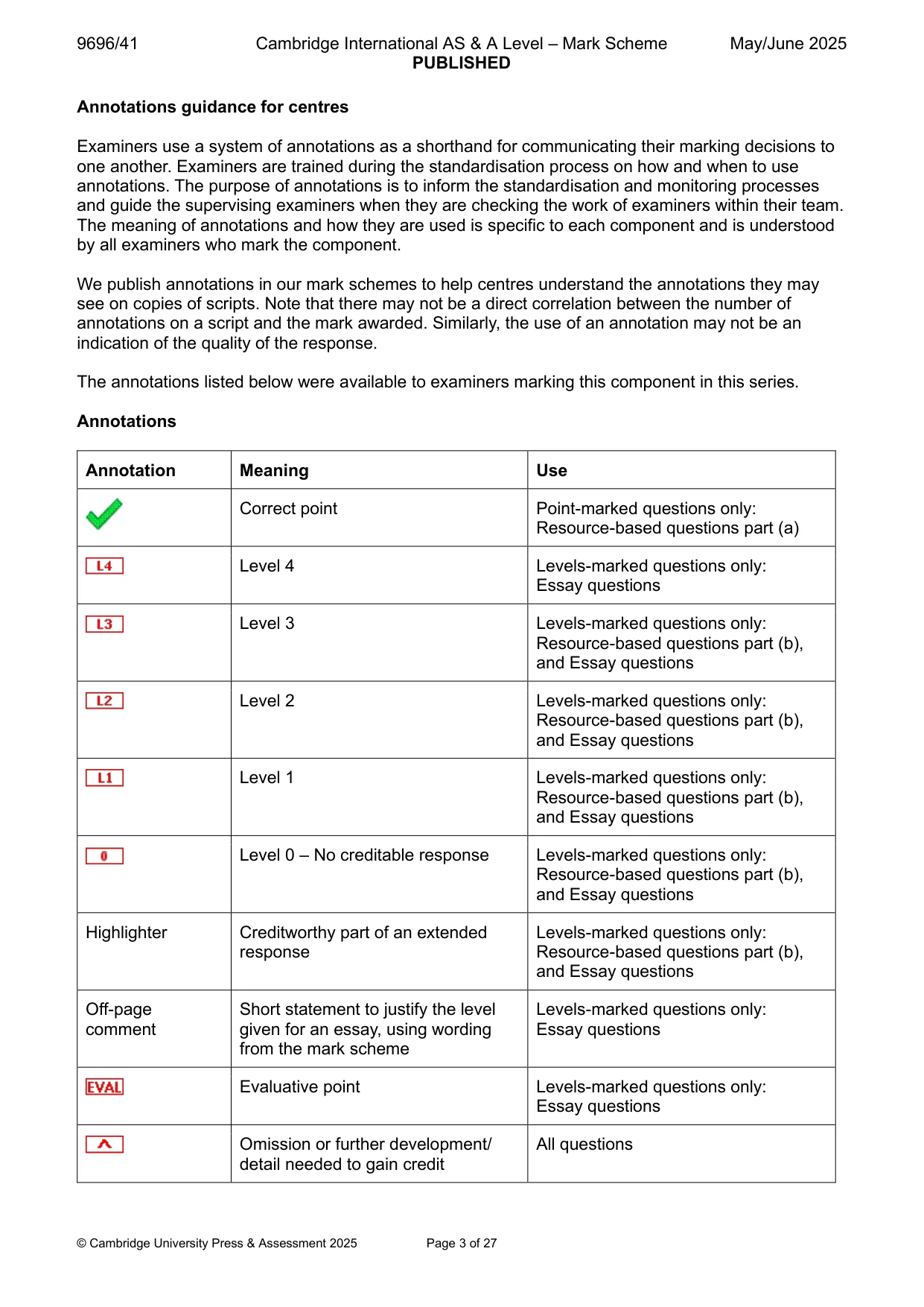 Mark scheme, page 3 of 27