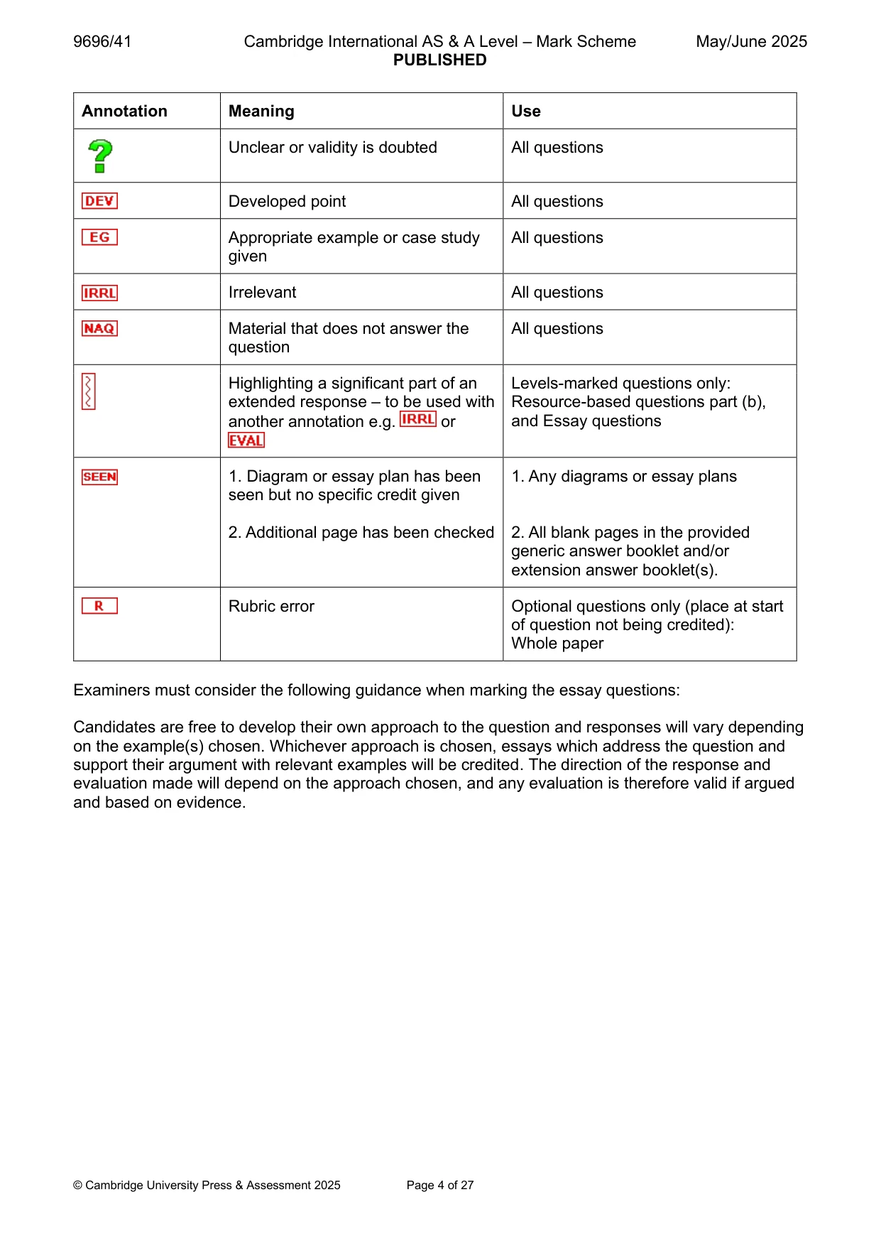 Mark scheme, page 4 of 27