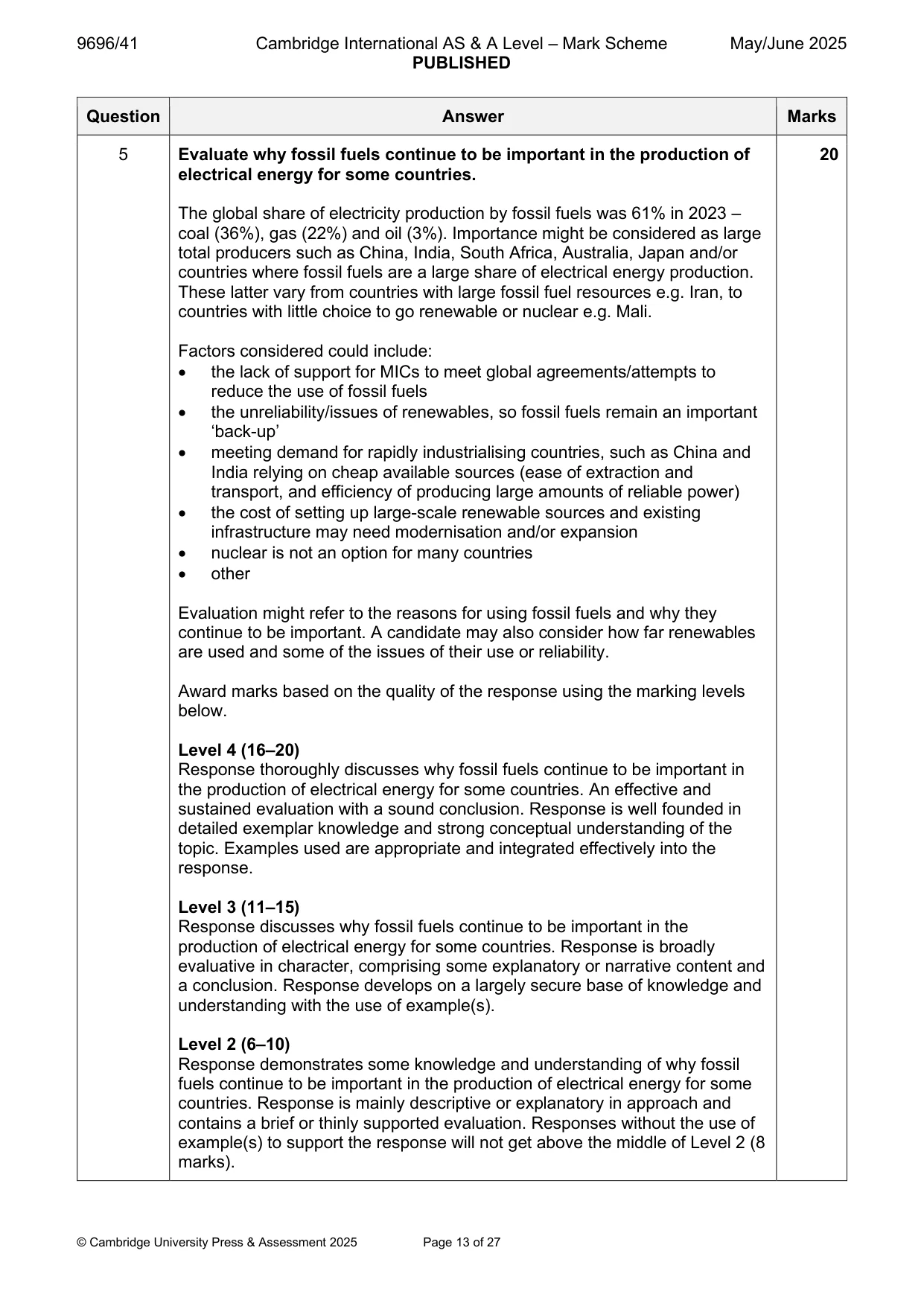 Mark scheme, page 13 of 27
