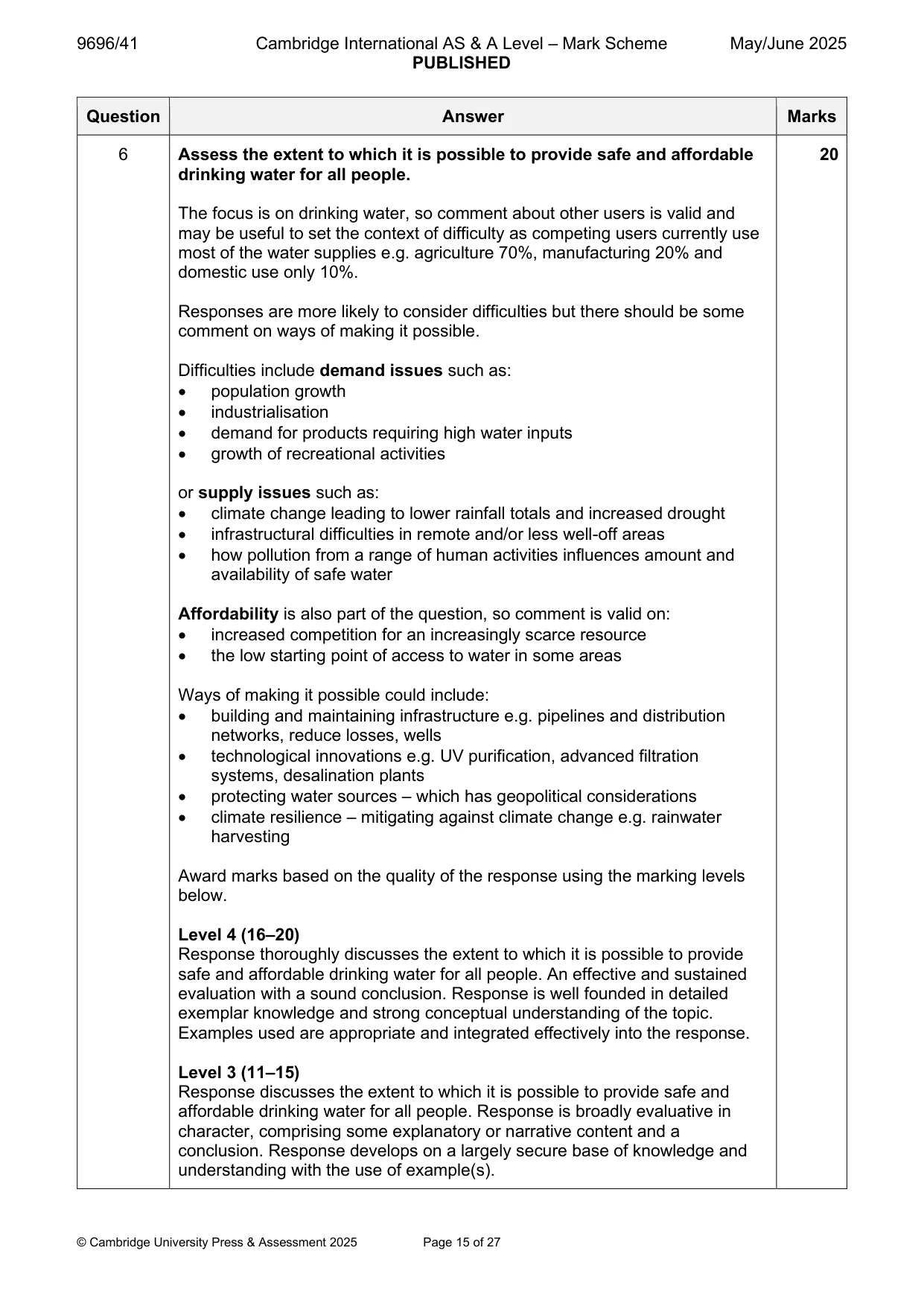 Mark scheme, page 15 of 27