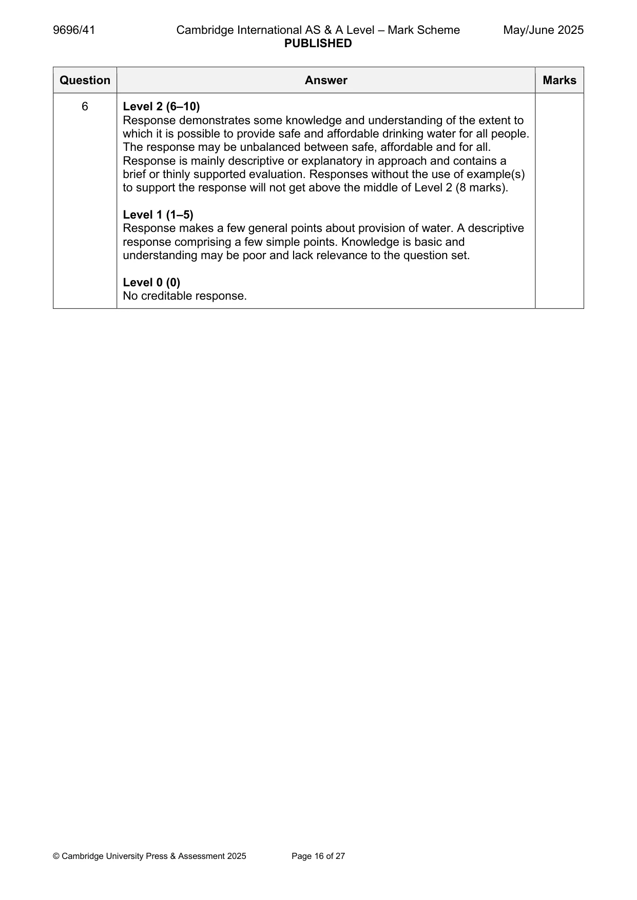 Mark scheme, page 16 of 27