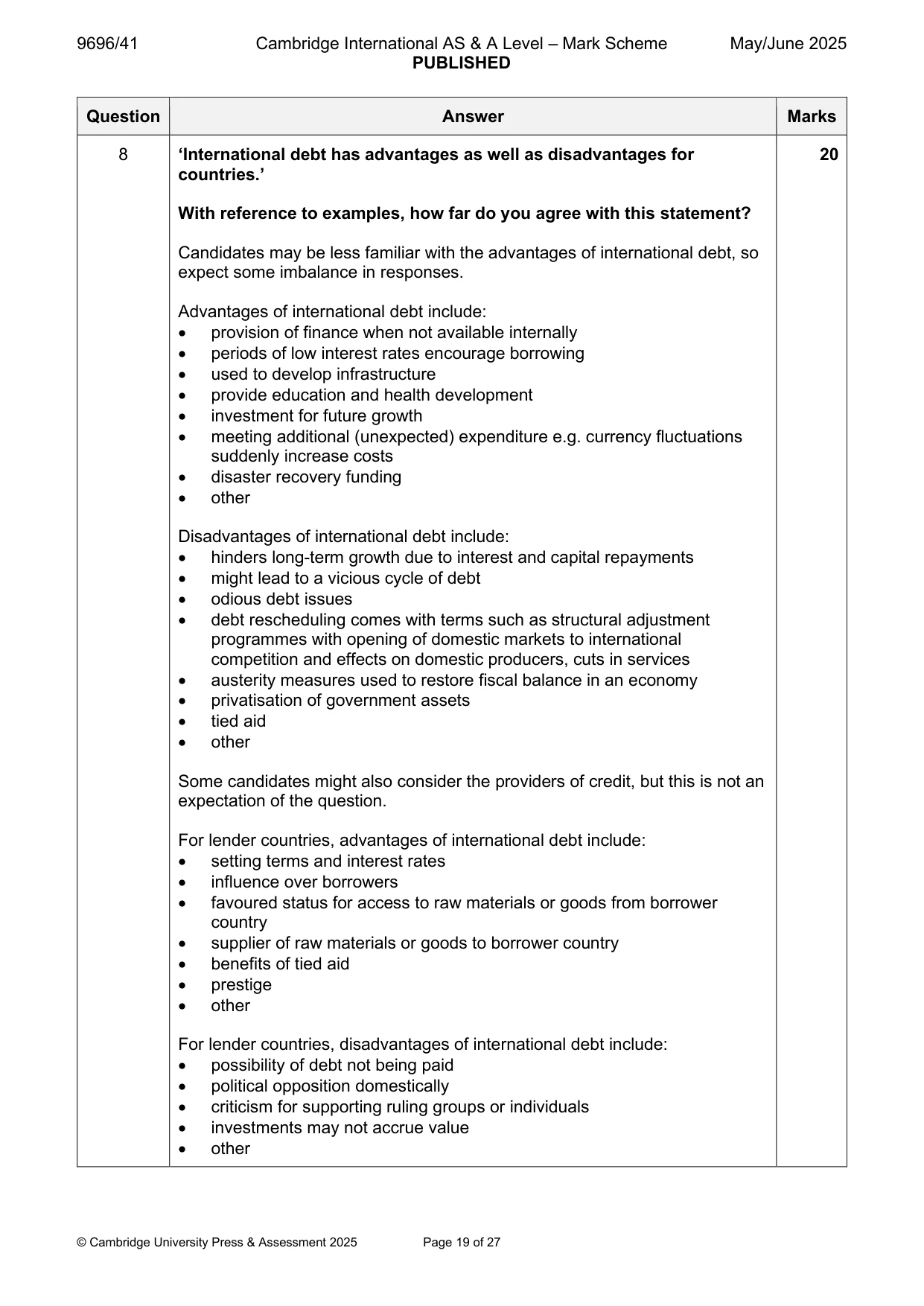 Mark scheme, page 19 of 27