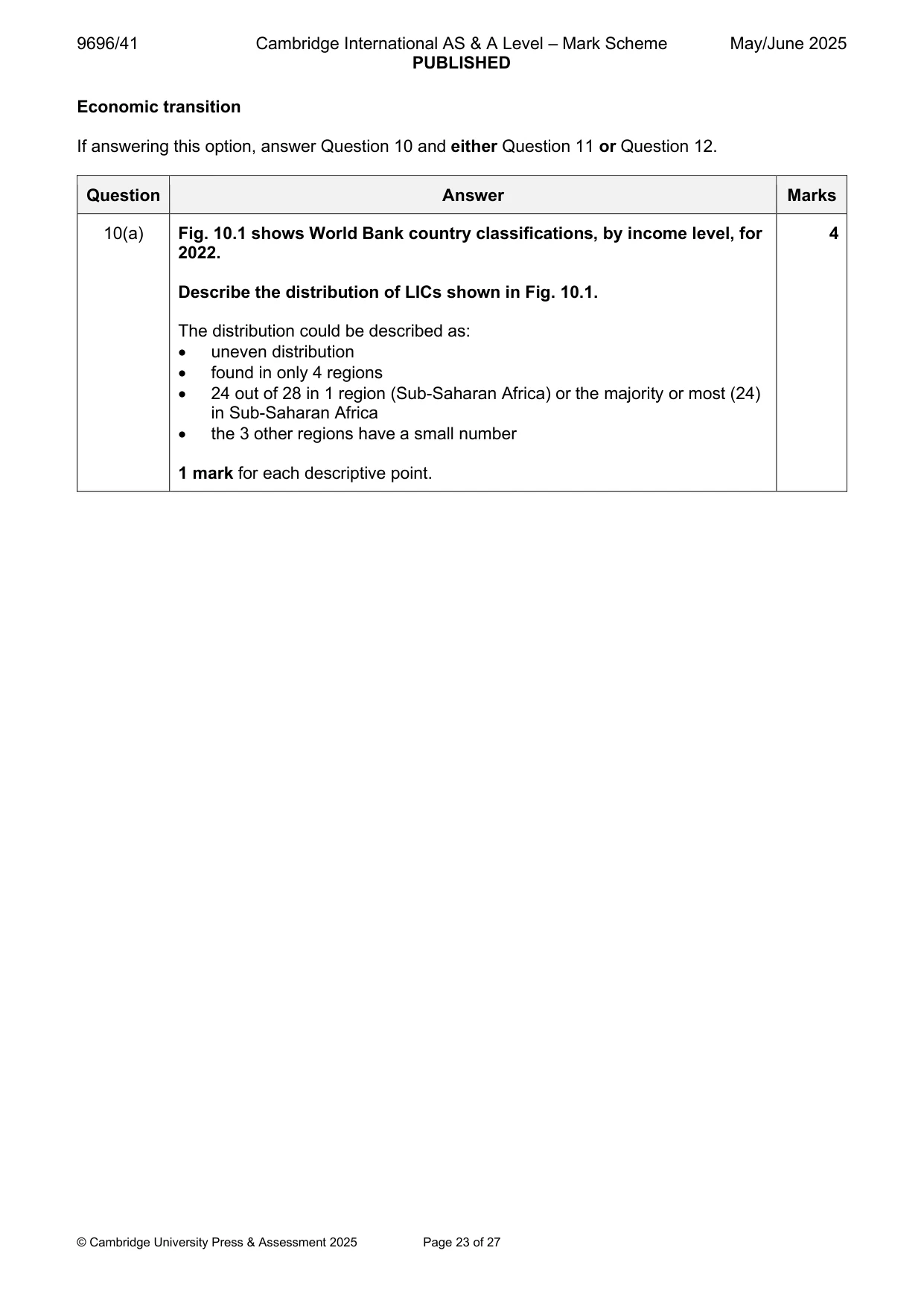 Mark scheme, page 23 of 27
