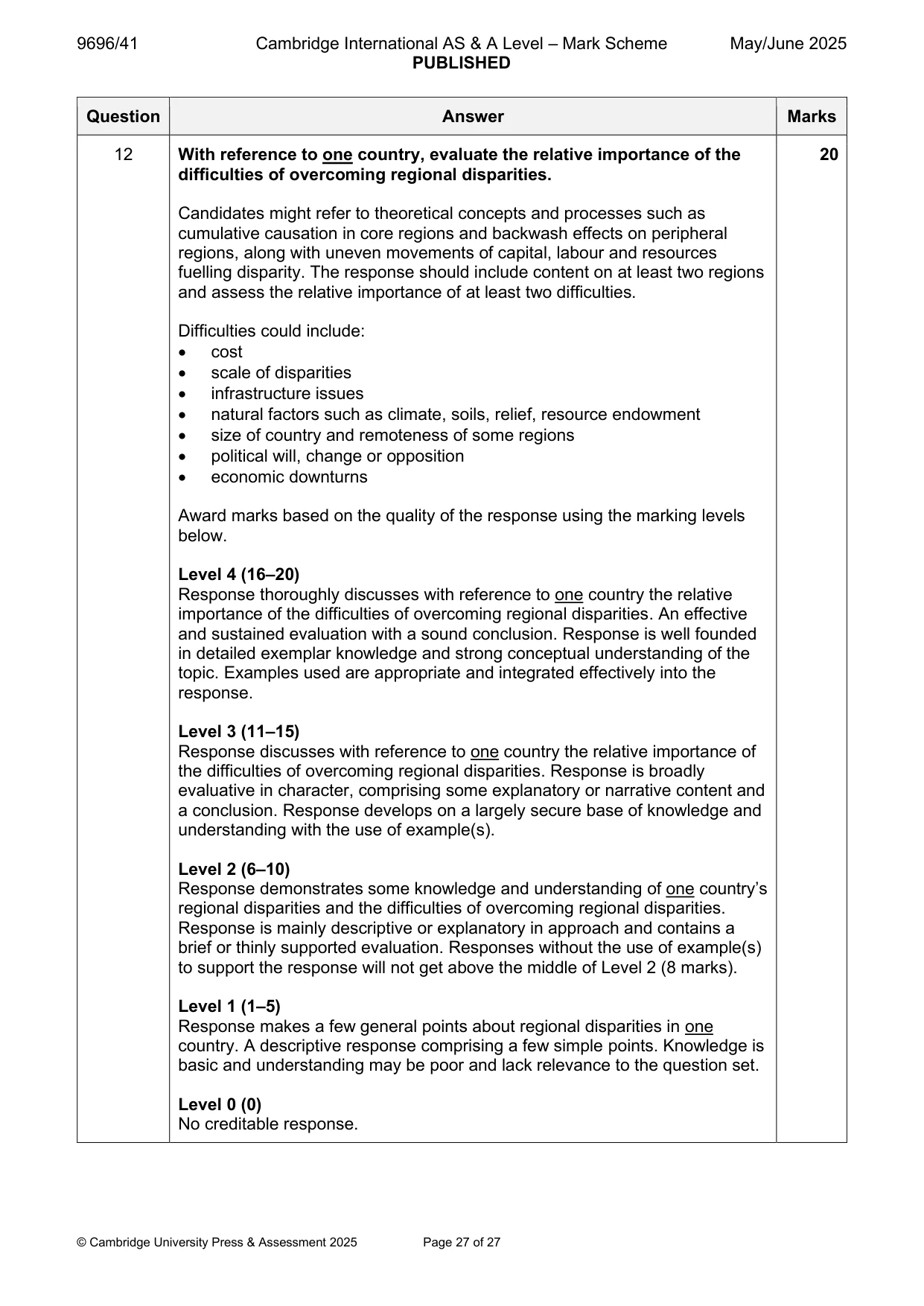 Mark scheme, page 27 of 27