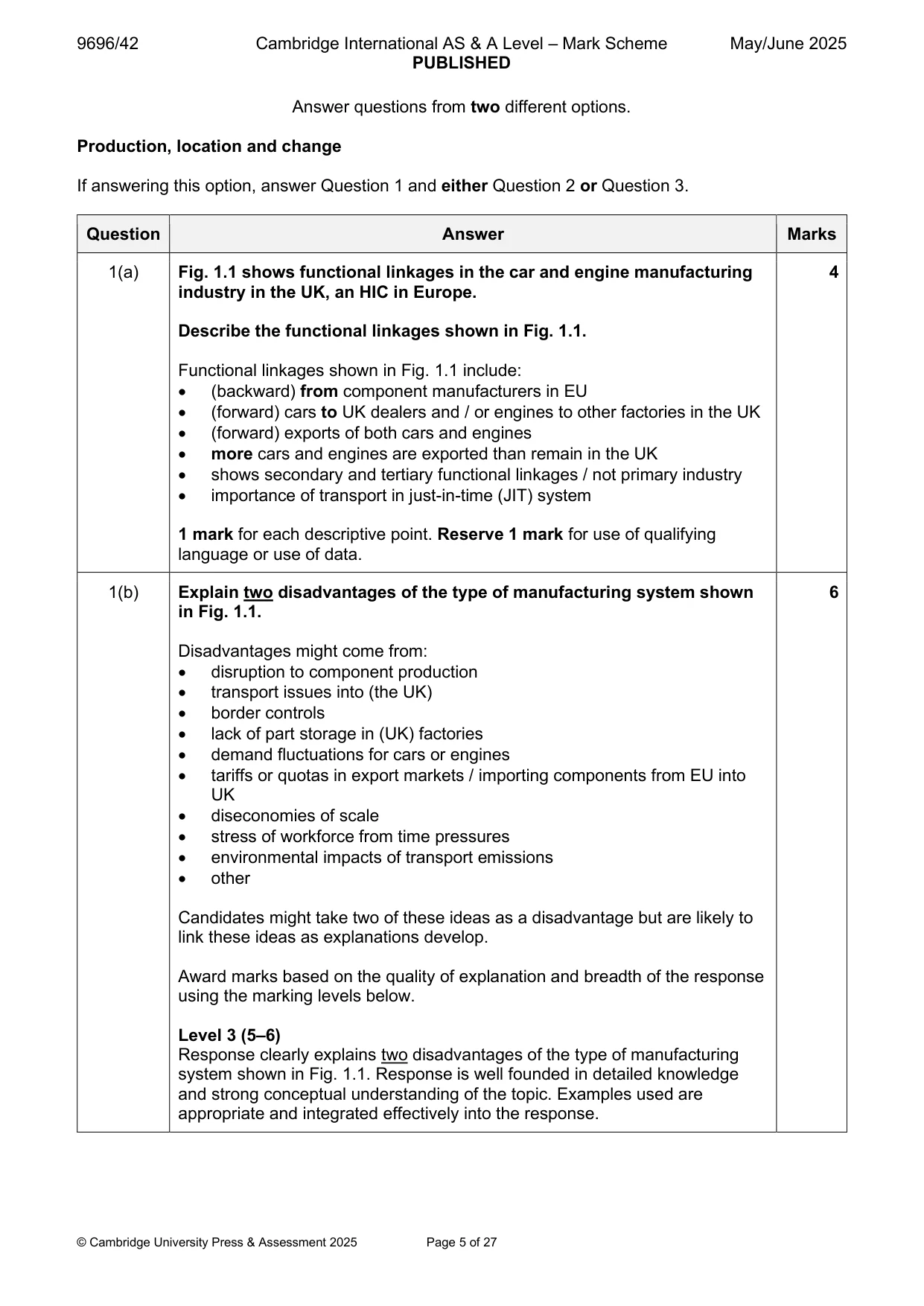 Mark scheme, page 5 of 27