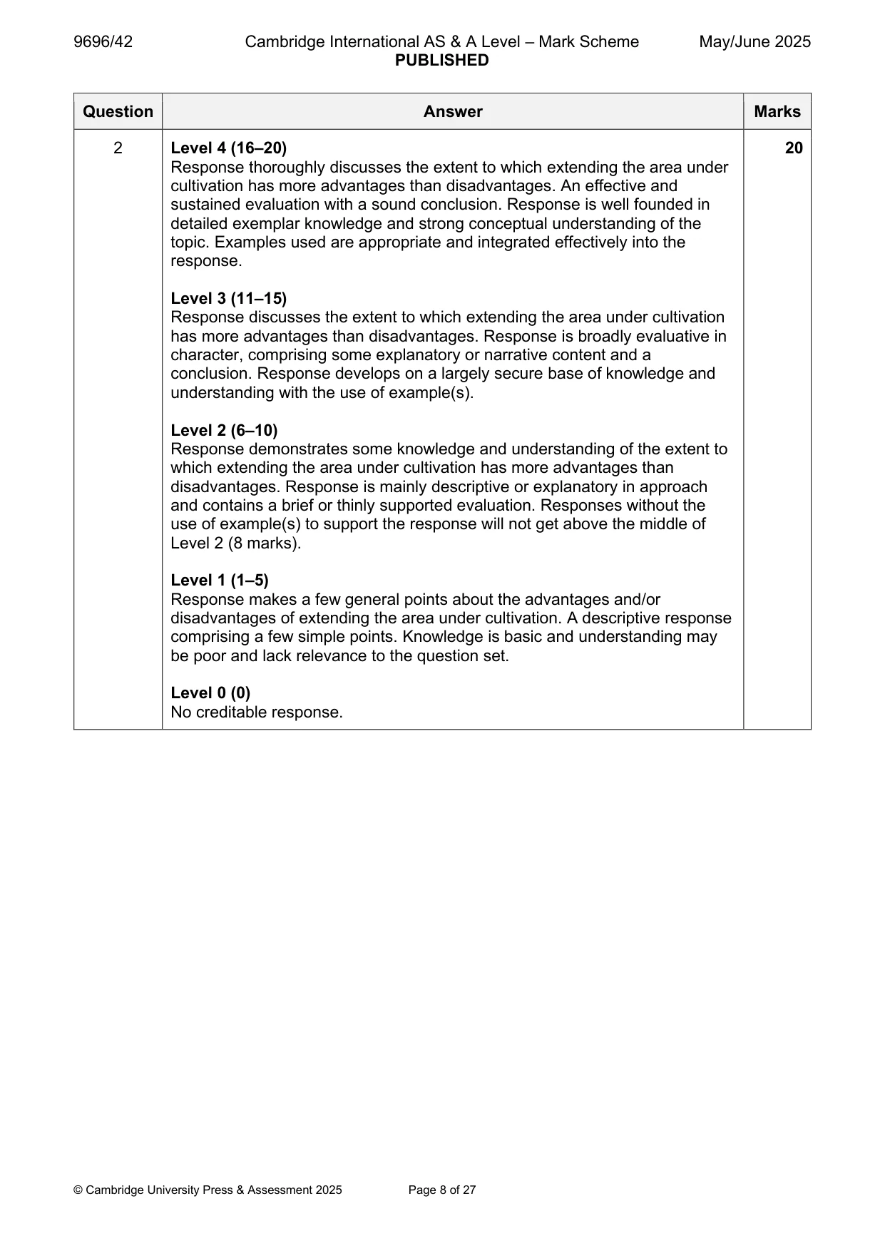 Mark scheme, page 8 of 27