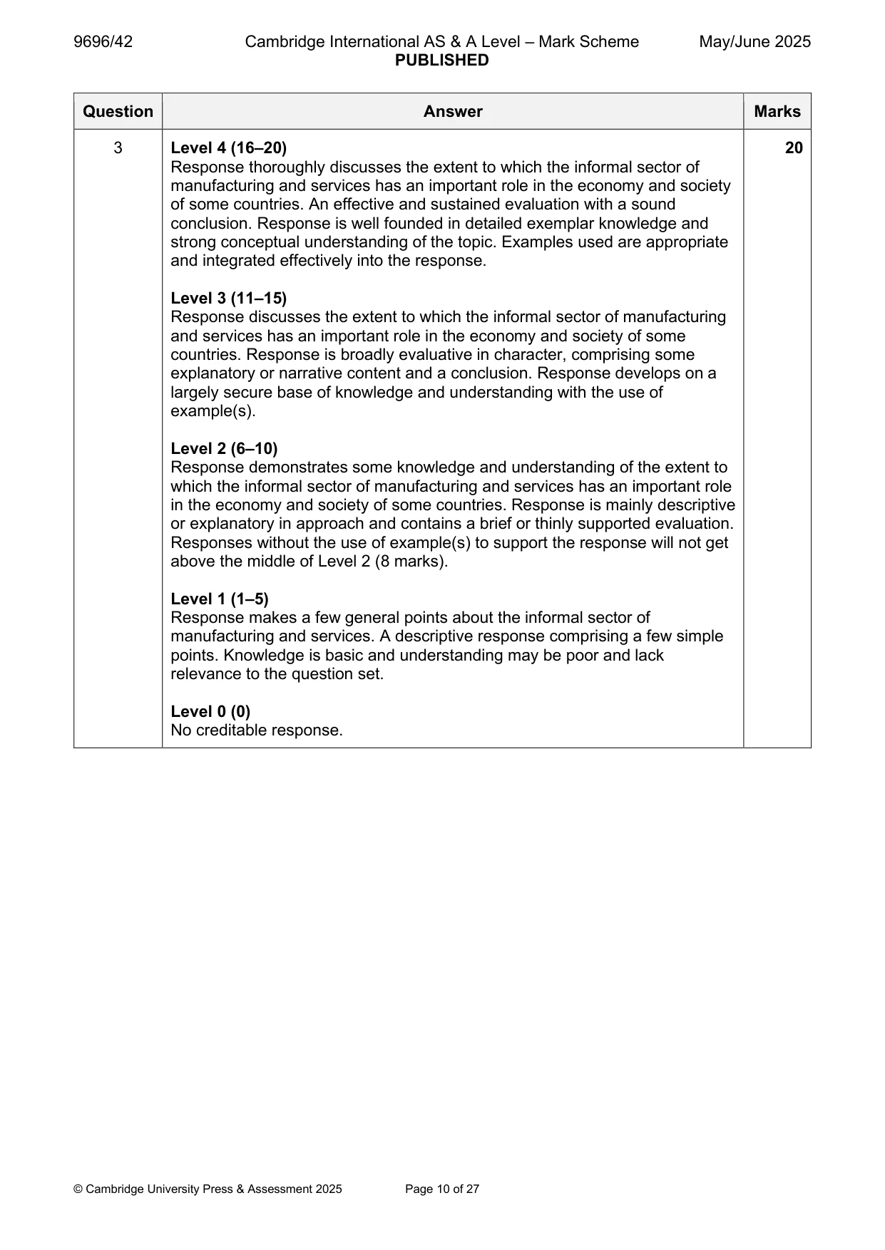Mark scheme, page 10 of 27