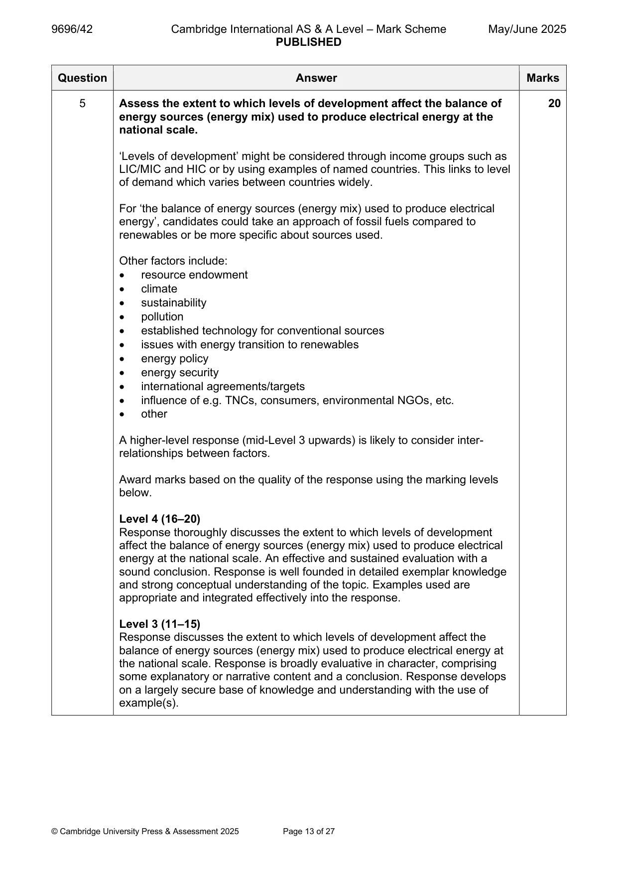 Mark scheme, page 13 of 27