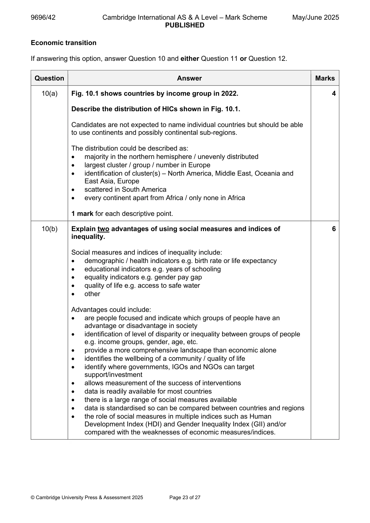 Mark scheme, page 23 of 27