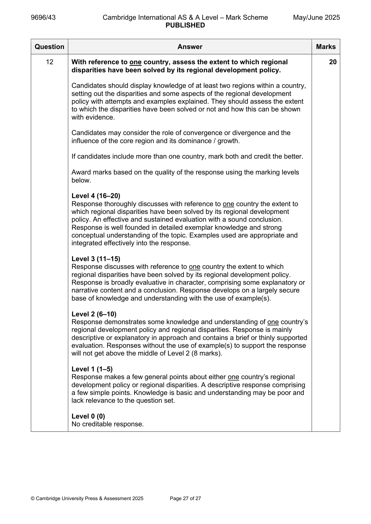 Mark scheme, page 27 of 27