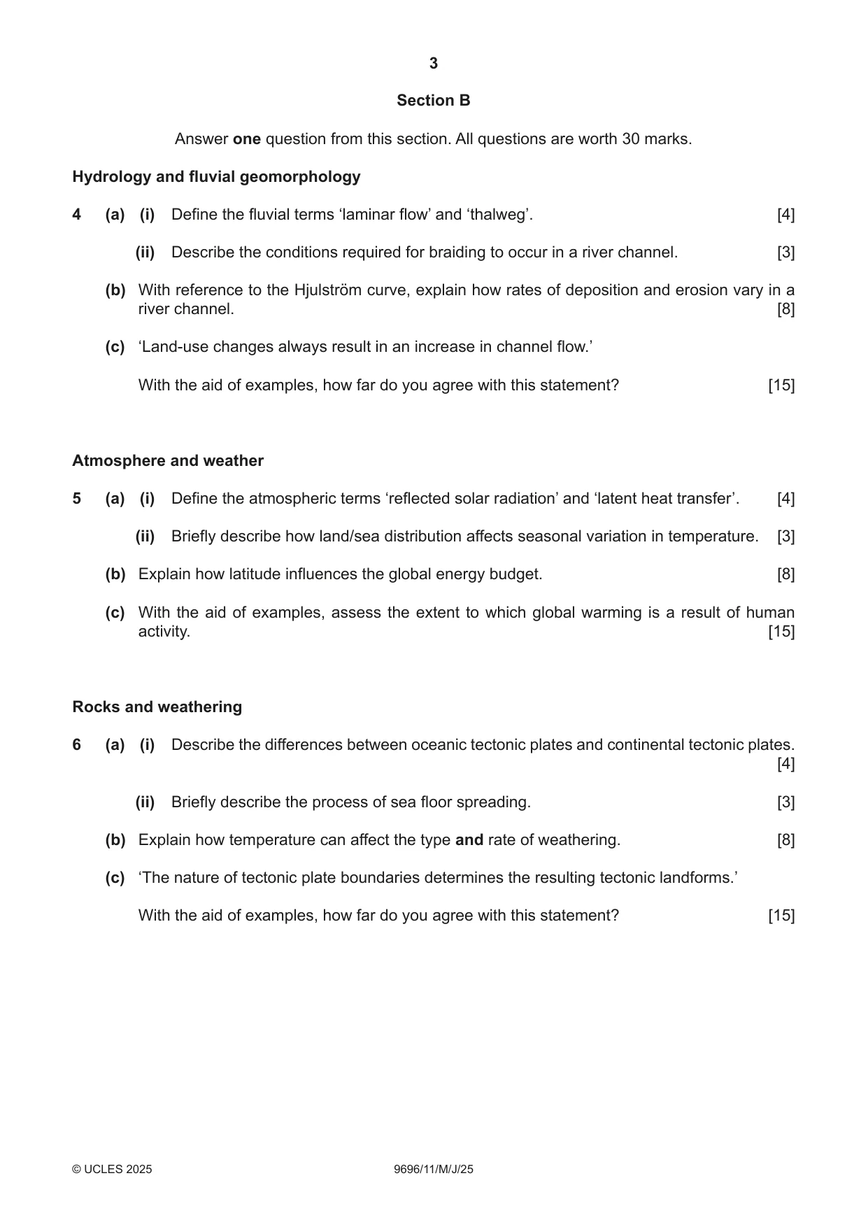Cambridge A Level Geography 9696 2025 May/June Paper 1 · Variant 1 question paper, page 3 of 4