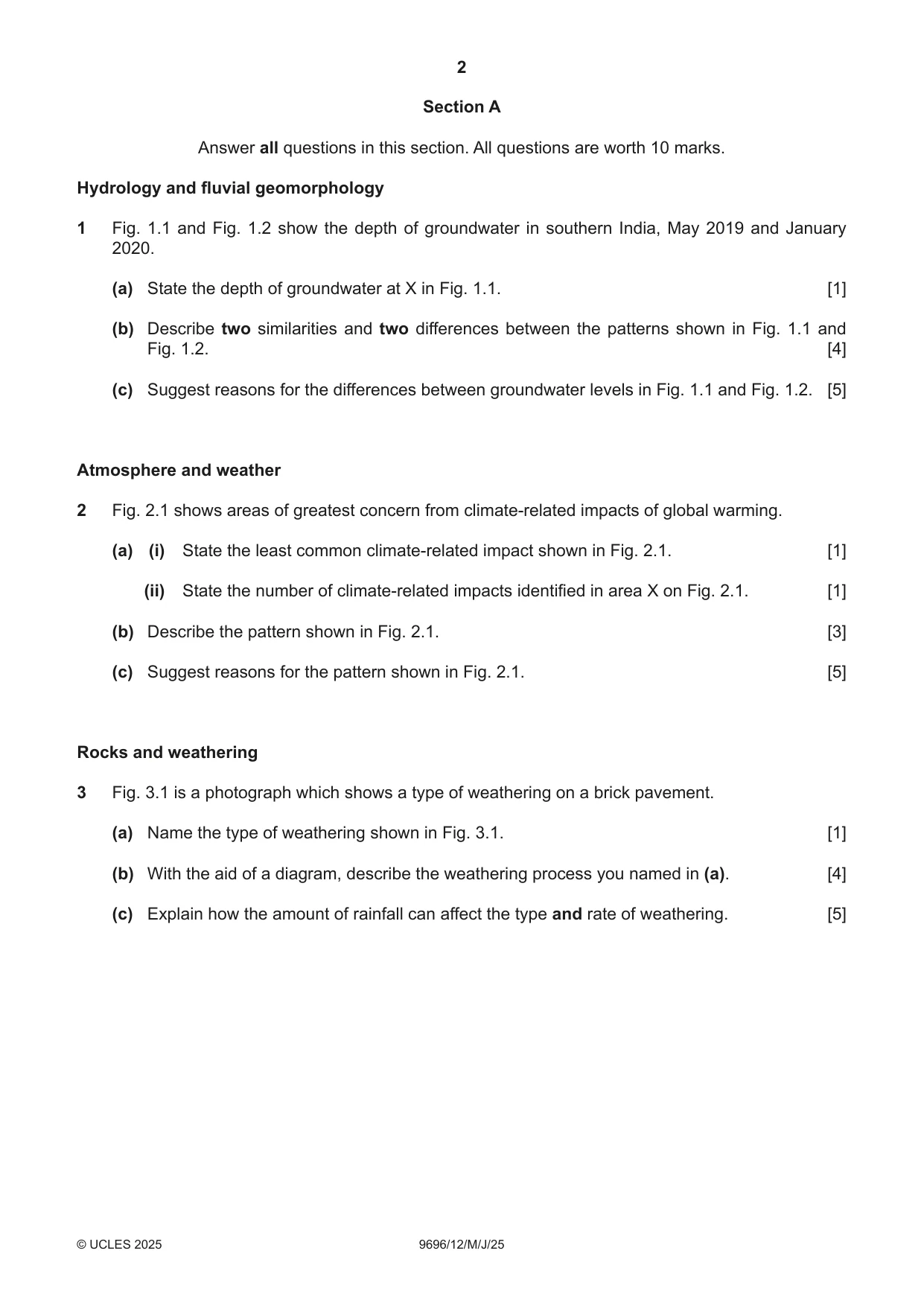 Cambridge A Level Geography 9696 2025 May/June Paper 1 · Variant 2 question paper, page 2 of 4