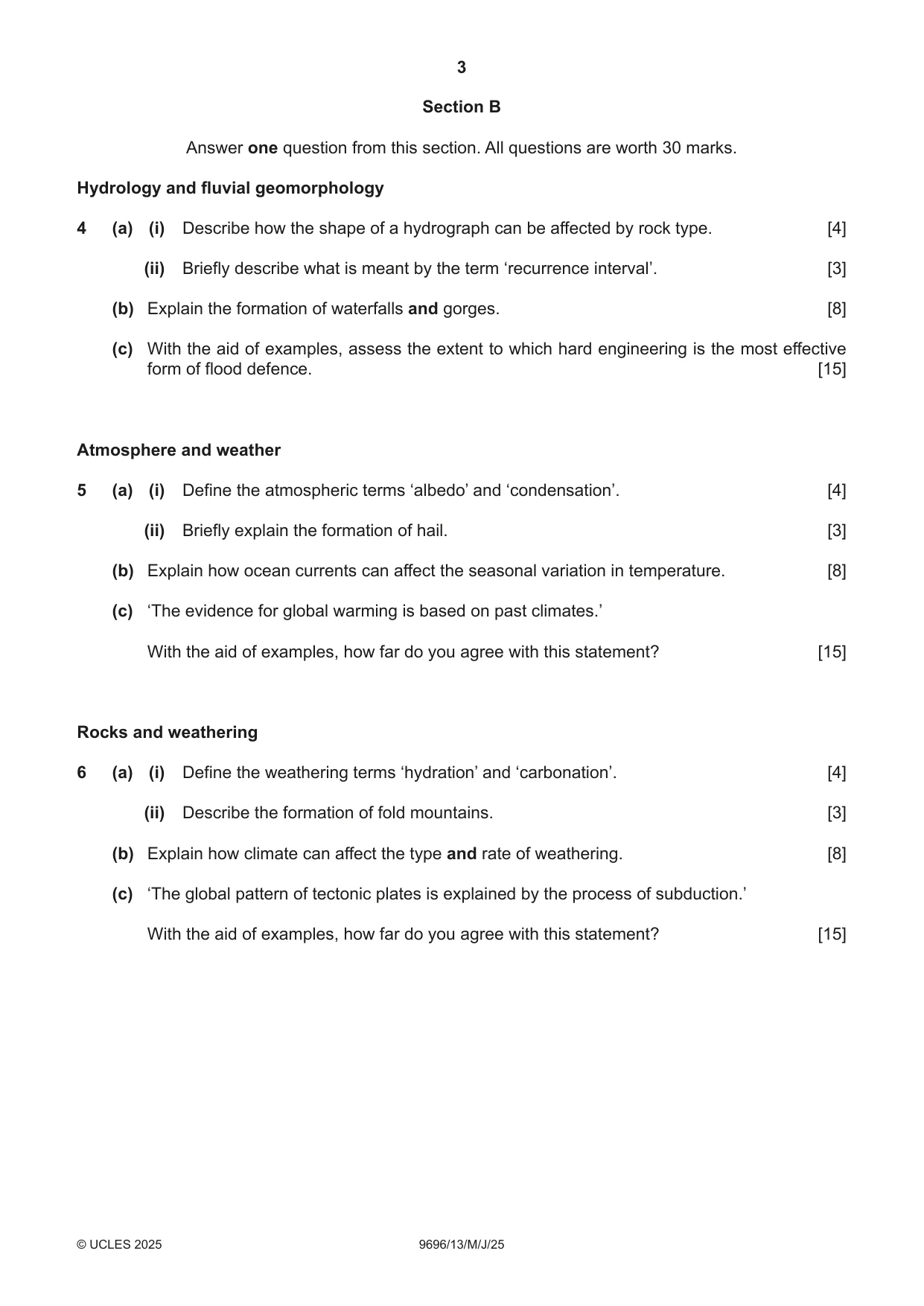 Cambridge A Level Geography 9696 2025 May/June Paper 1 · Variant 3 question paper, page 3 of 4