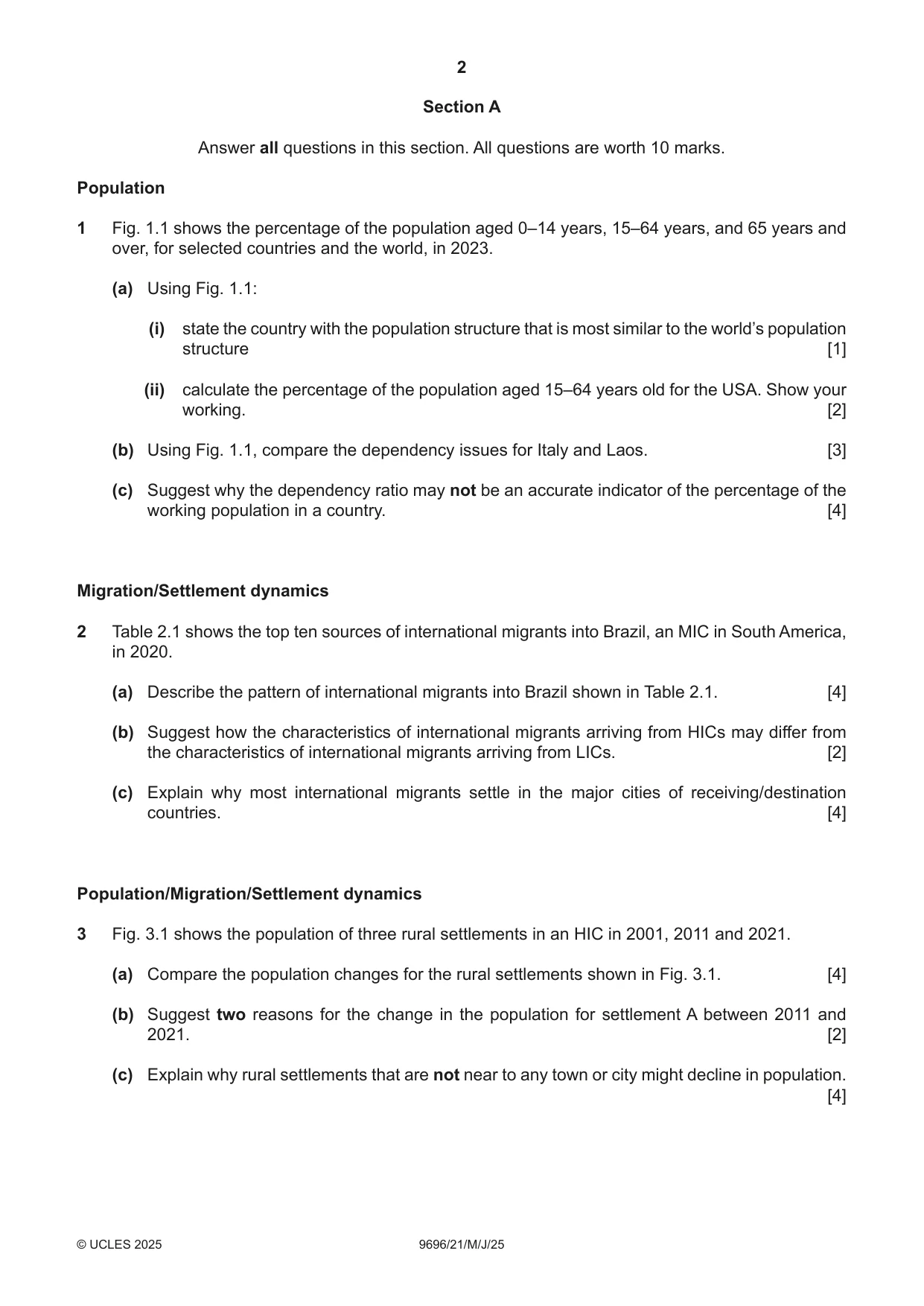 Cambridge A Level Geography 9696 2025 May/June Paper 2 · Variant 1 question paper, page 2 of 4