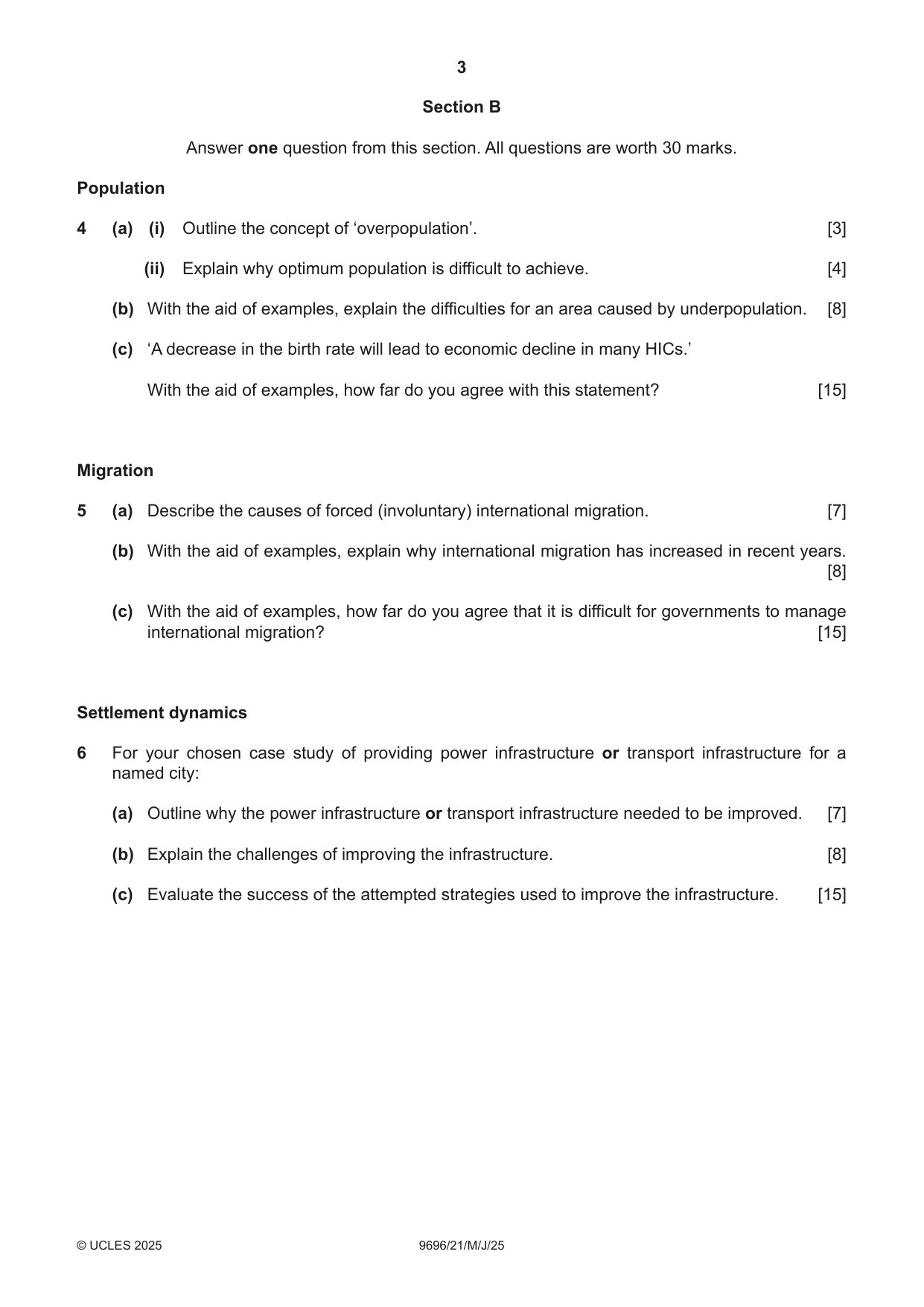 Cambridge A Level Geography 9696 2025 May/June Paper 2 · Variant 1 question paper, page 3 of 4