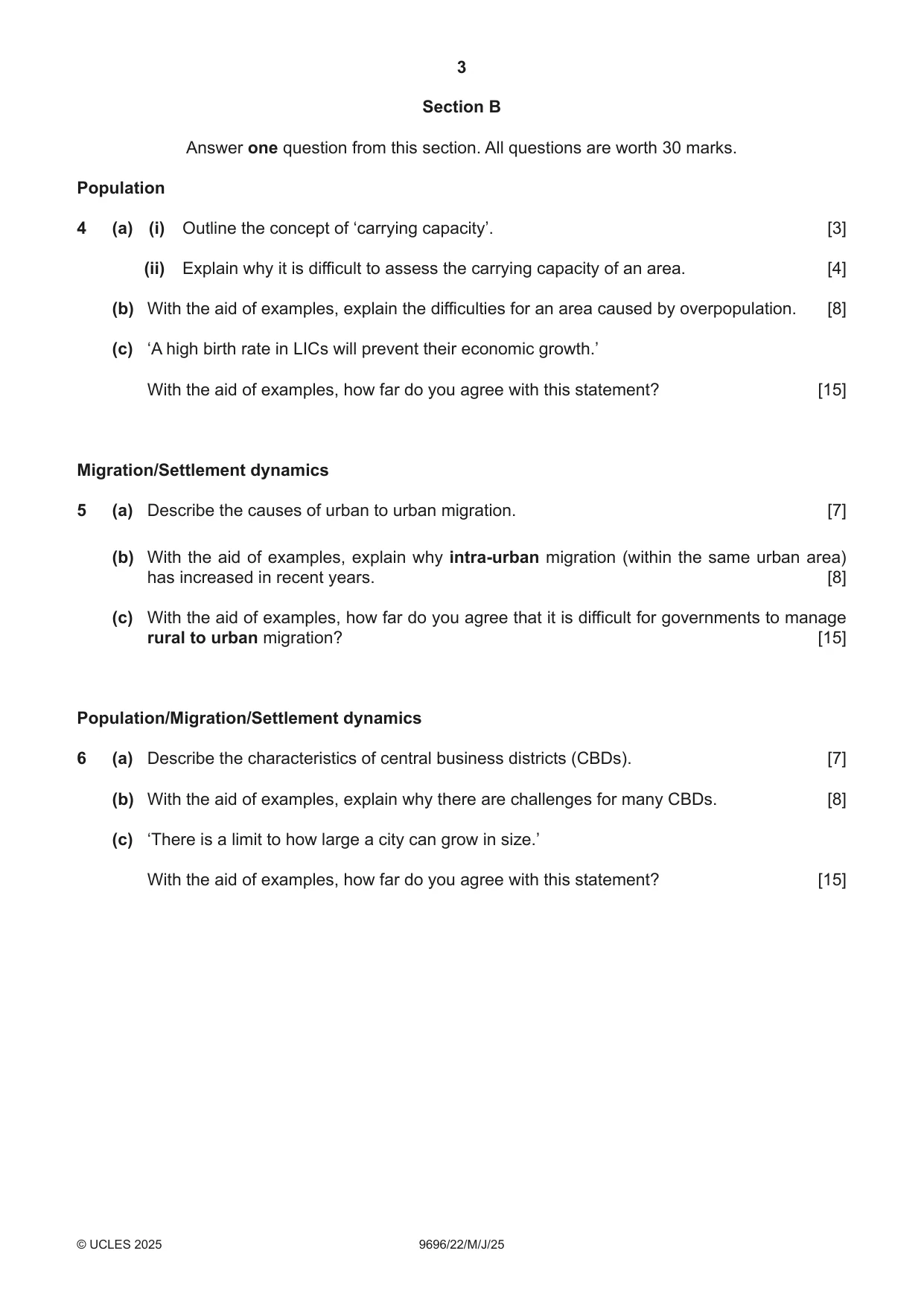 Cambridge A Level Geography 9696 2025 May/June Paper 2 · Variant 2 question paper, page 3 of 4