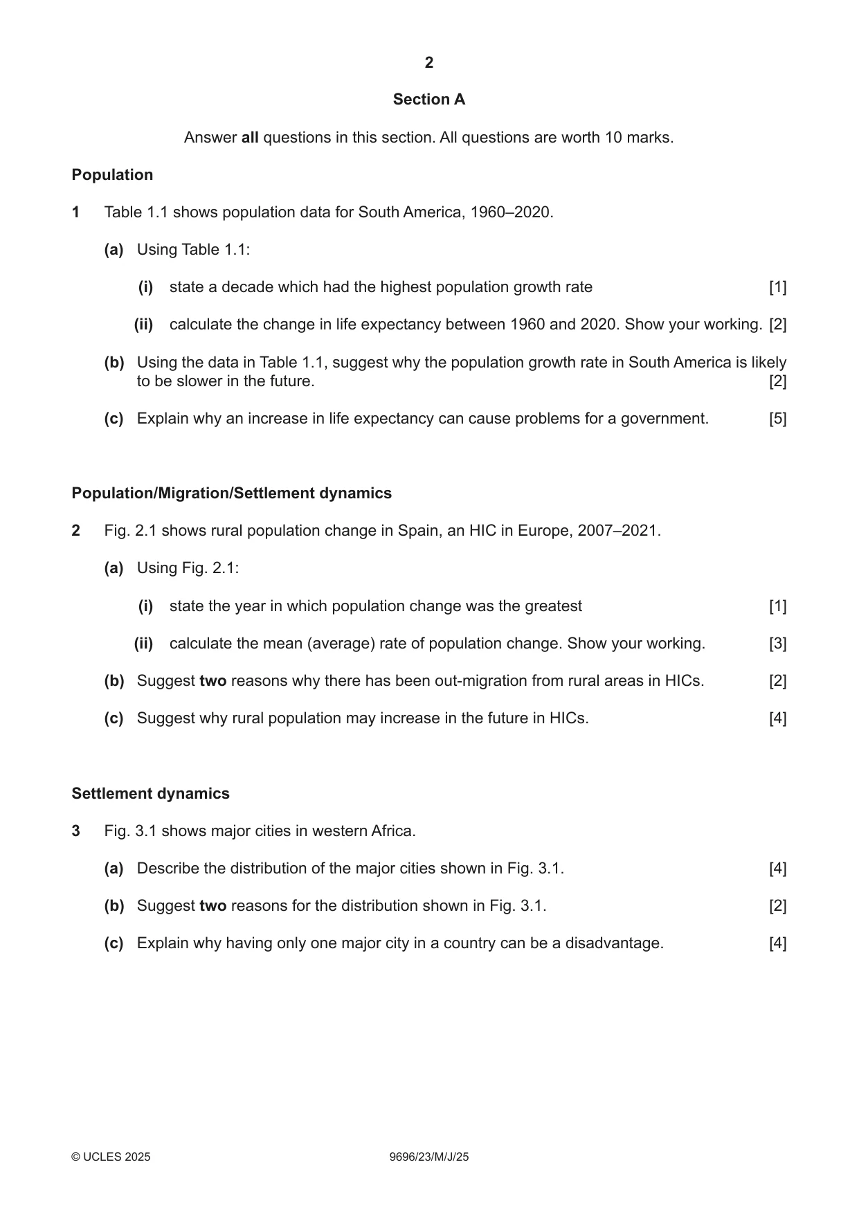 Cambridge A Level Geography 9696 2025 May/June Paper 2 · Variant 3 question paper, page 2 of 4