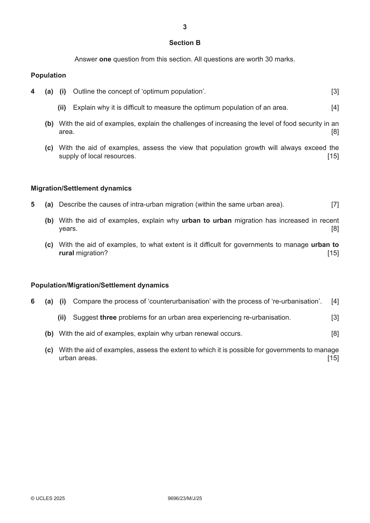 Cambridge A Level Geography 9696 2025 May/June Paper 2 · Variant 3 question paper, page 3 of 4