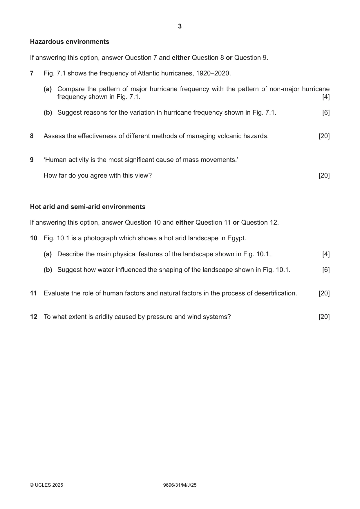 Cambridge A Level Geography 9696 2025 May/June Paper 3 · Variant 1 question paper, page 3 of 4