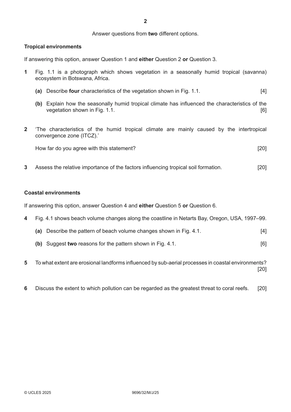 Cambridge A Level Geography 9696 2025 May/June Paper 3 · Variant 2 question paper, page 2 of 4
