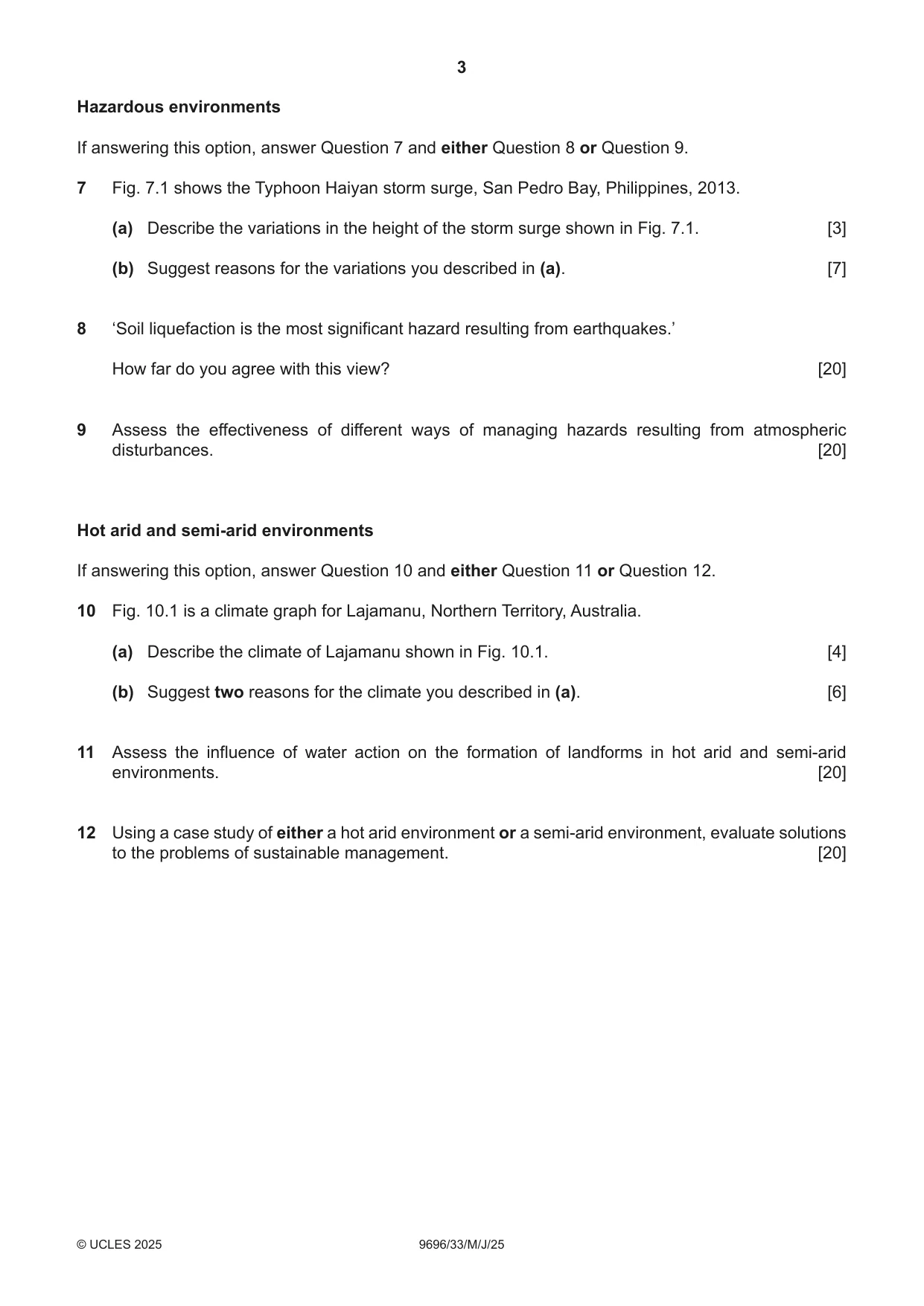 Cambridge A Level Geography 9696 2025 May/June Paper 3 · Variant 3 question paper, page 3 of 4